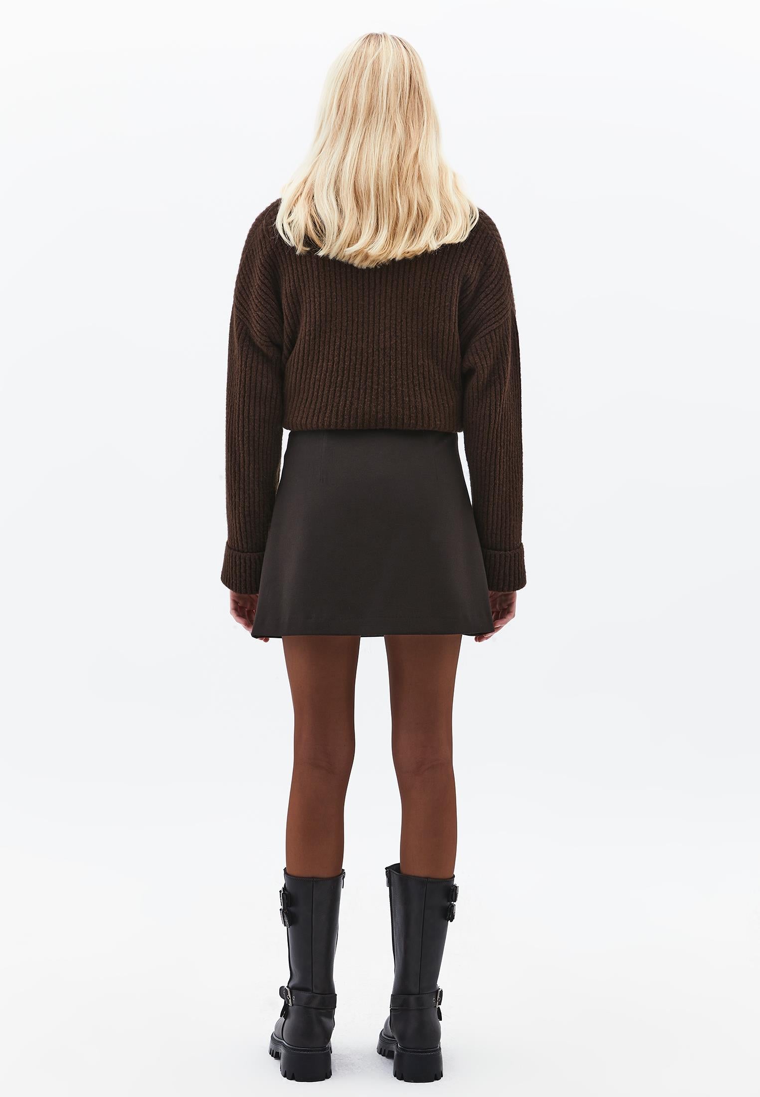 Ultra High Waist Skinny Fit Zippered Short Shorts - CHOCOLATE TORTE