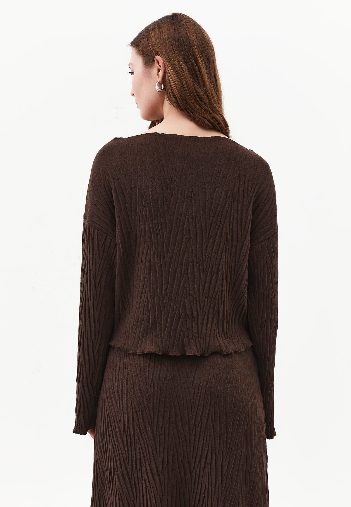 Sweater With Pleat Details - CHOCOLATE TORTE