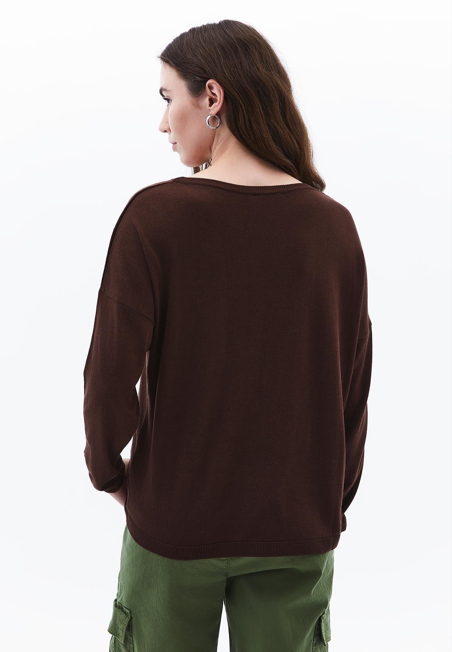 Winter Boat Neck Sweater - CHOCOLATE TORTE