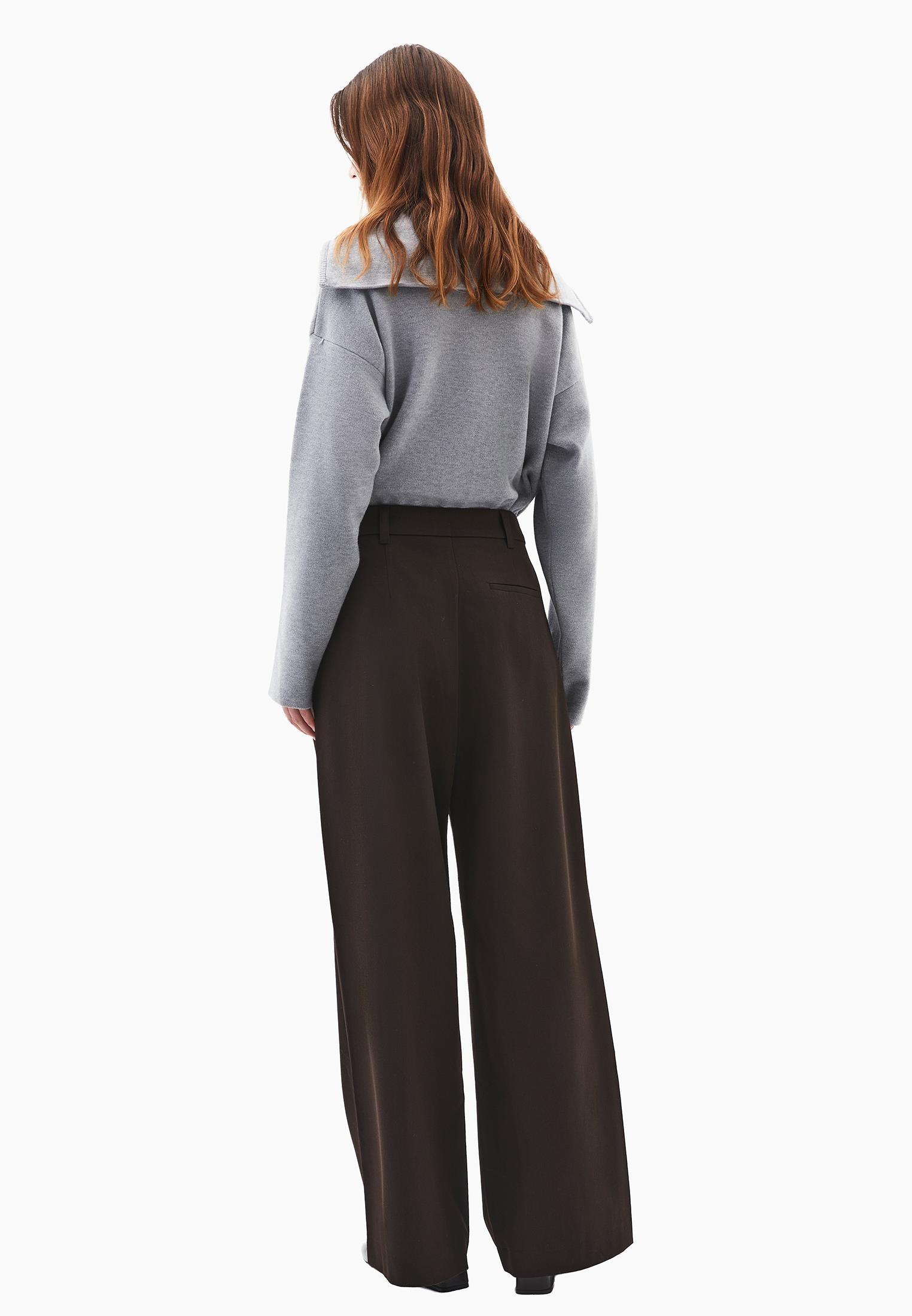Wide Leg Pleated Pants - CHOCOLATE TORTE