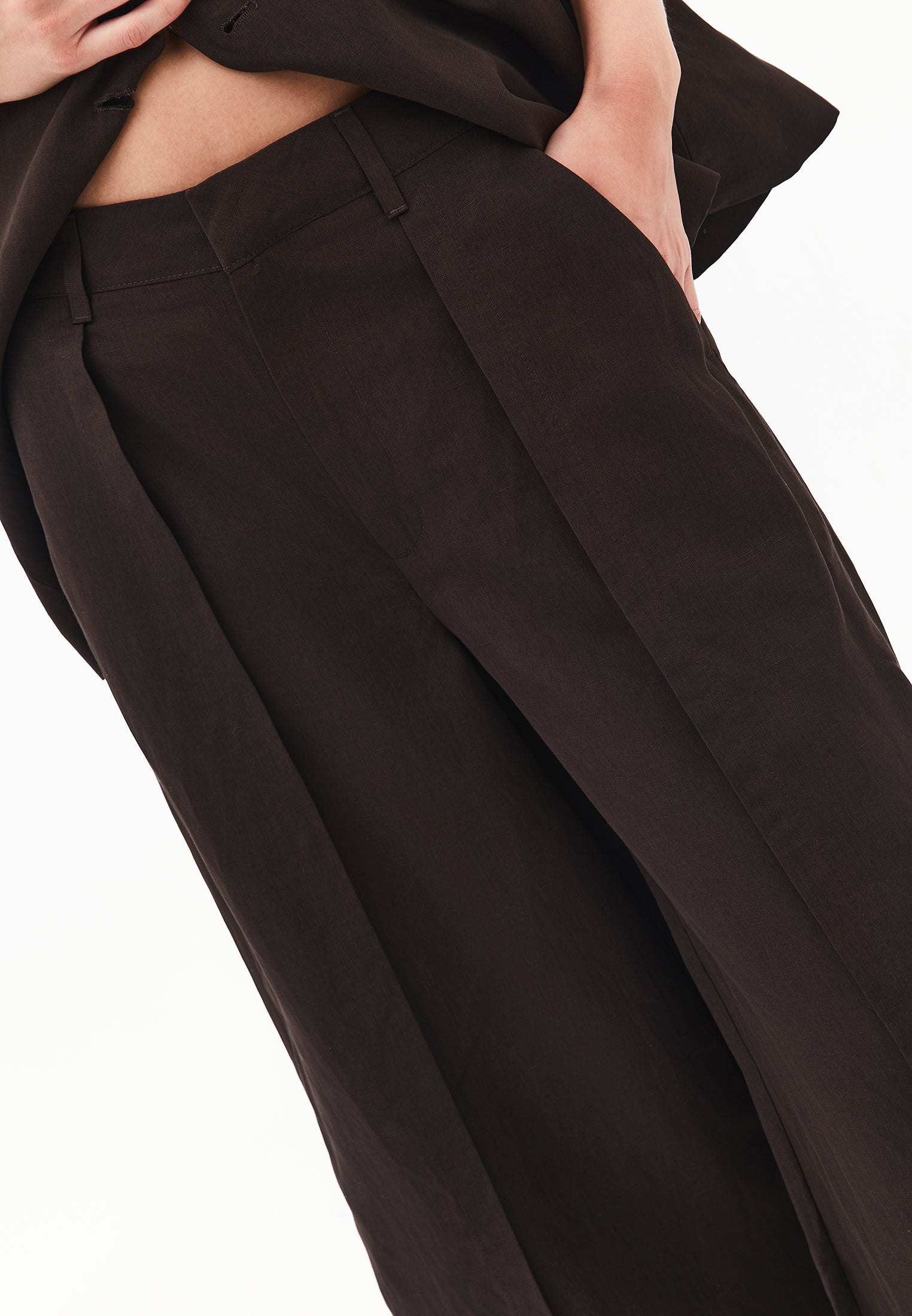 Pleated High Waist Cropped Culotte Pants - CHOCOLATE TORTE