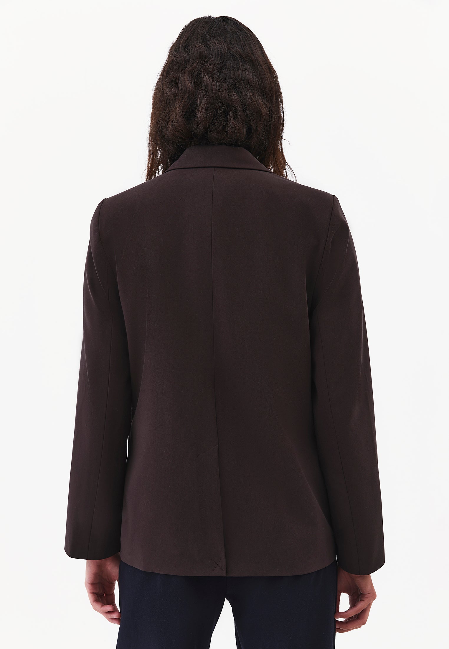 Oversize Blazer Jacket With Slit Detail - CHOCOLATE TORTE