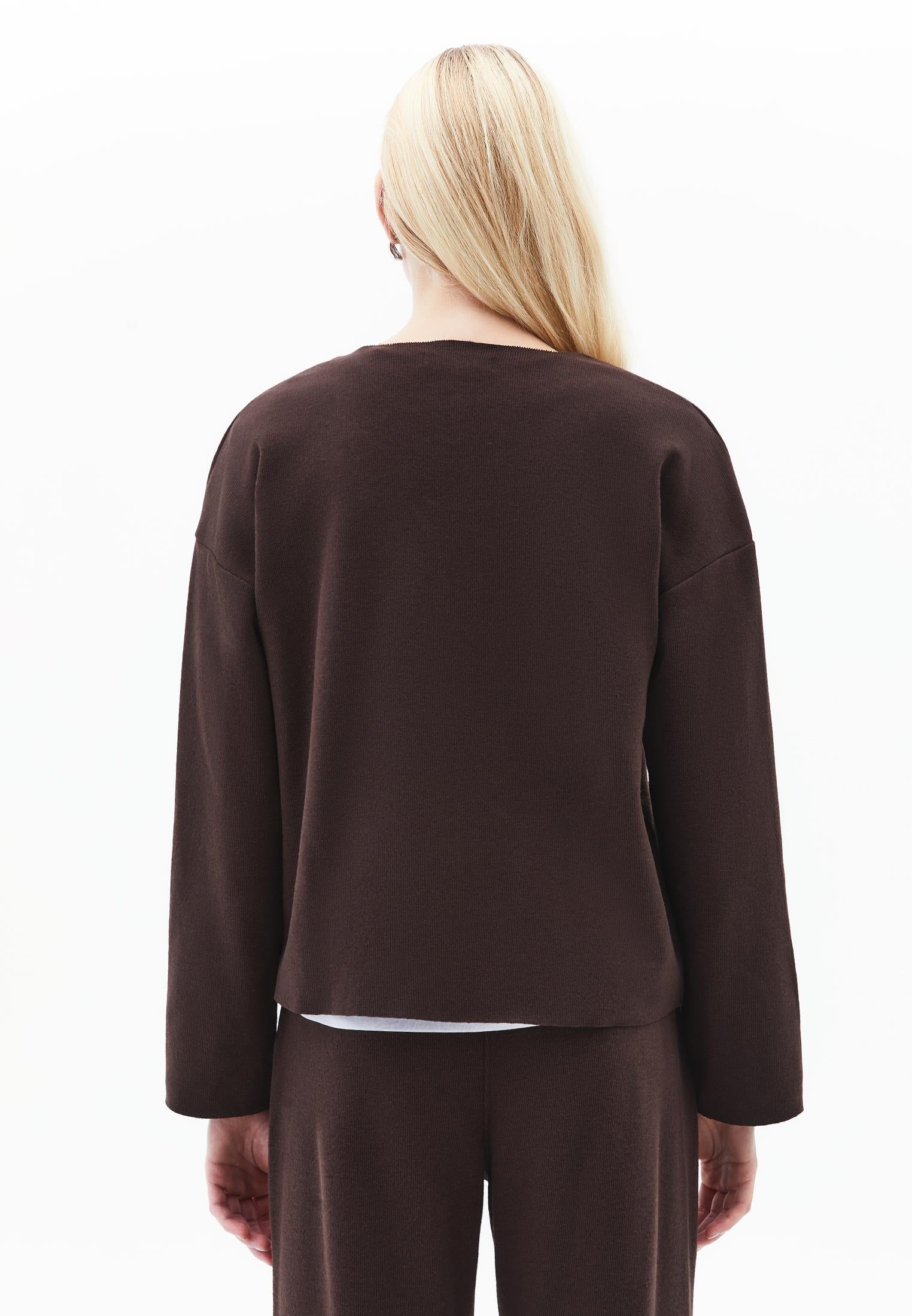 Loose V-Neck Sweater - CHOCOLATE TORTE