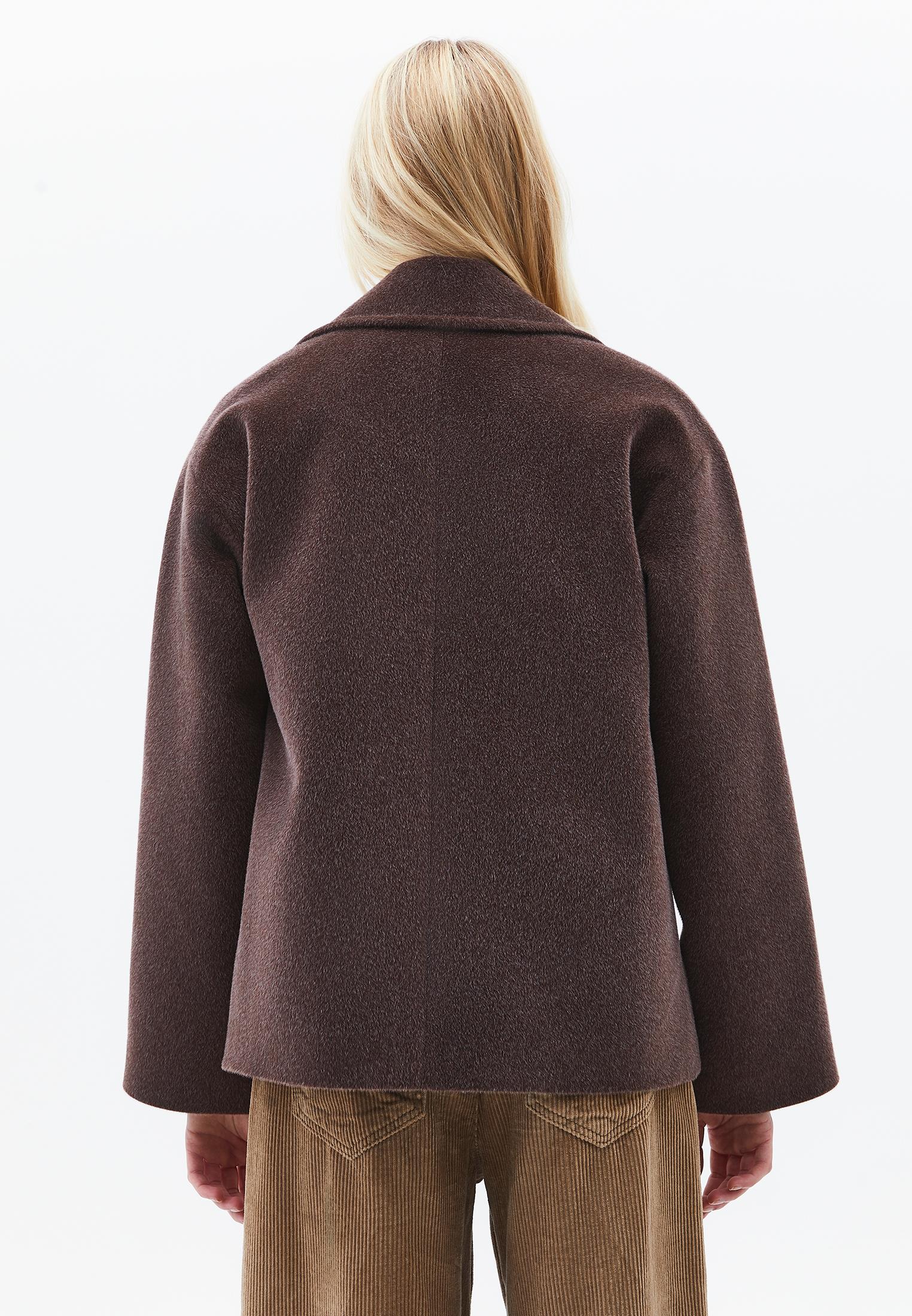 Double Breasted Collar Button Detailed Coat - CHOCOLATE TORTE