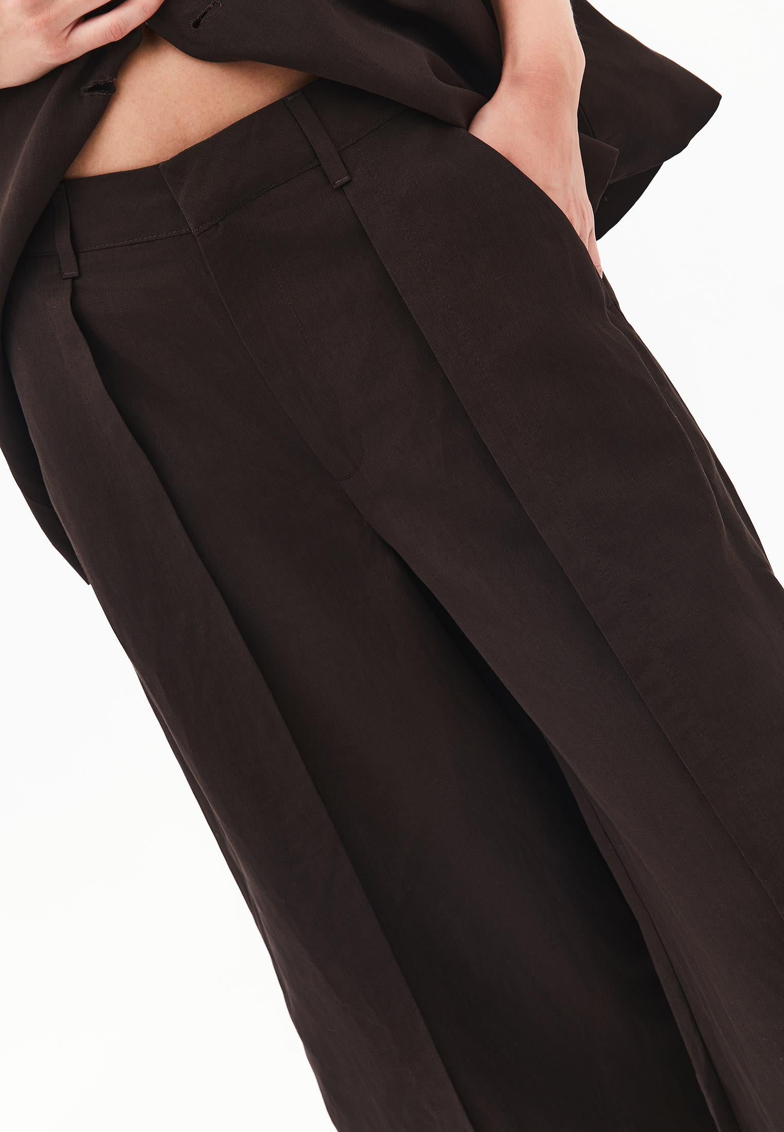 Pleated High Waist Cropped Culotte Pants - CHOCOLATE TORTE