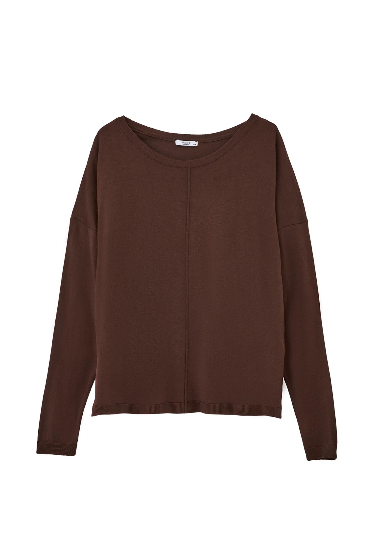 Viscose Boat Neck Sweater - CHOCOLATE TORTE