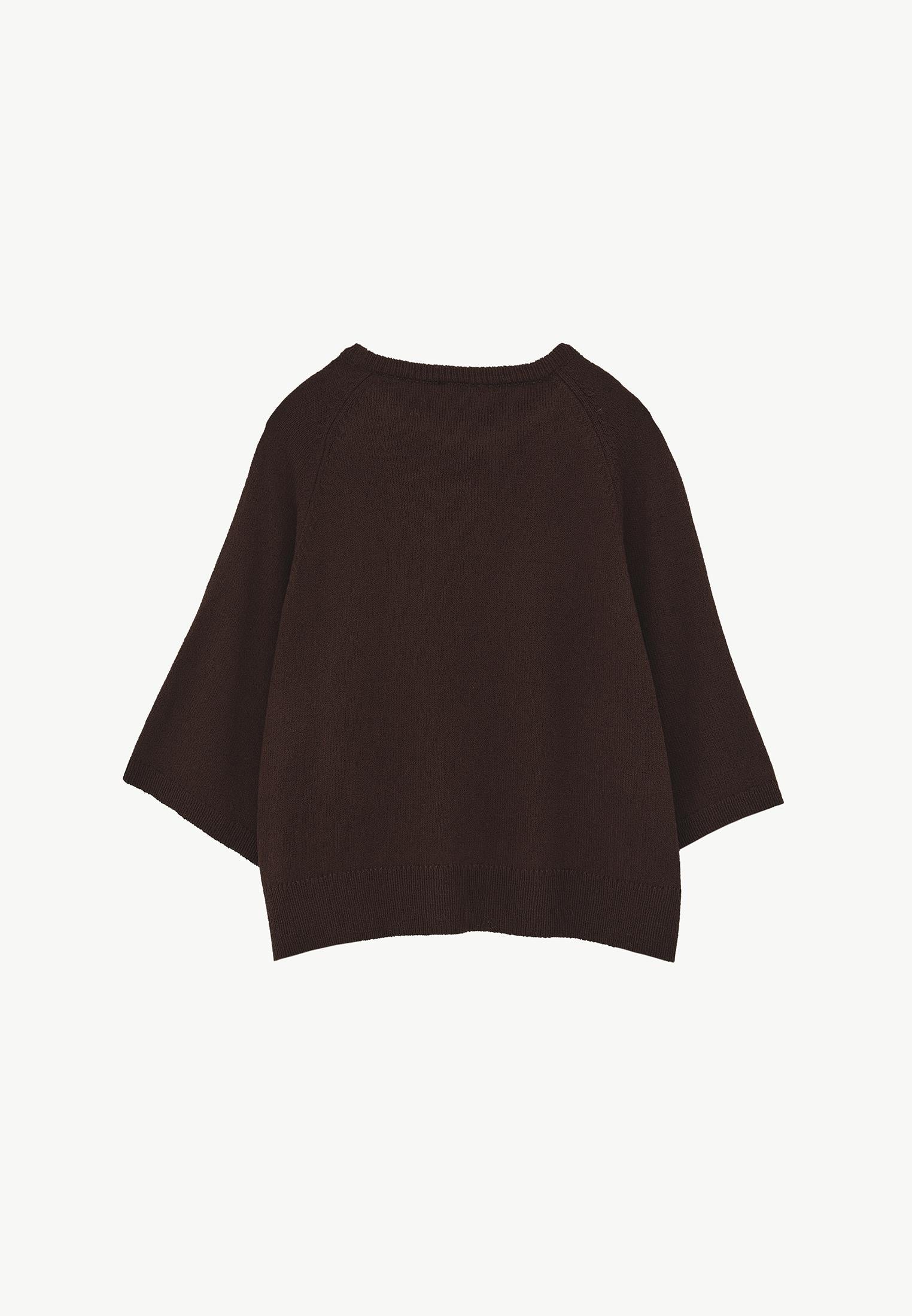Raglan Sleeve Loose Fit Crew Neck Sweater - CHOCOLATE TORTE