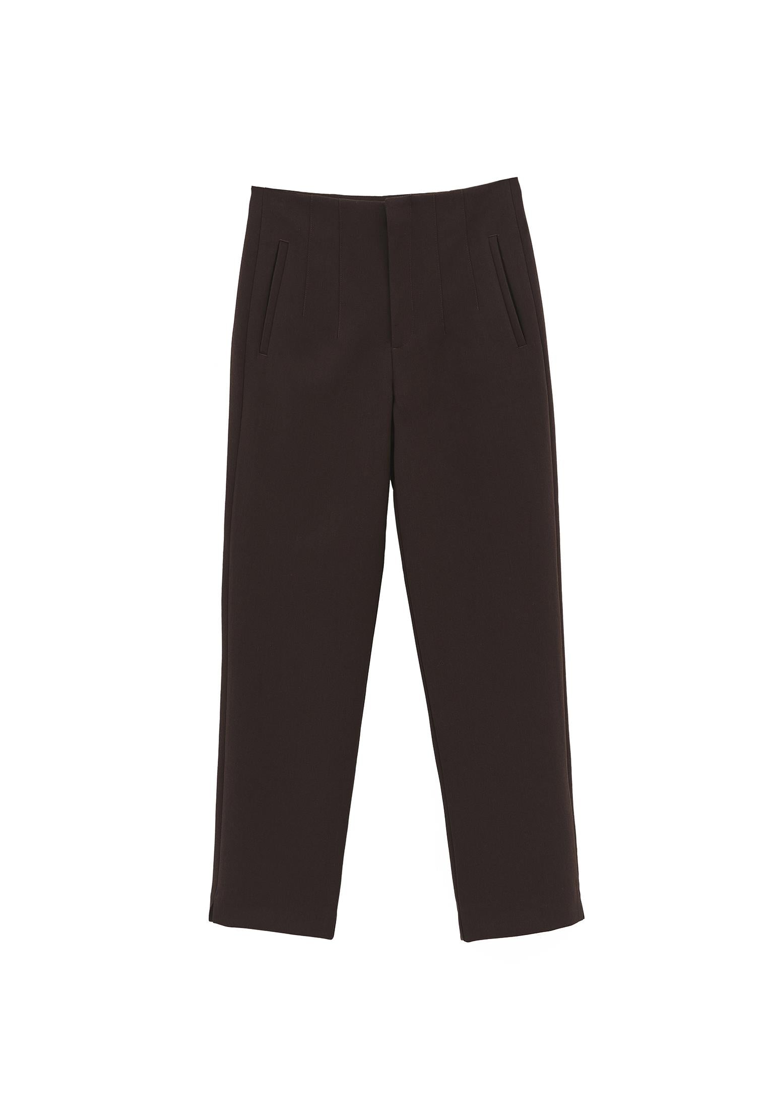 High Waist Carrot Cut Trousers - CHOCOLATE TORTE
