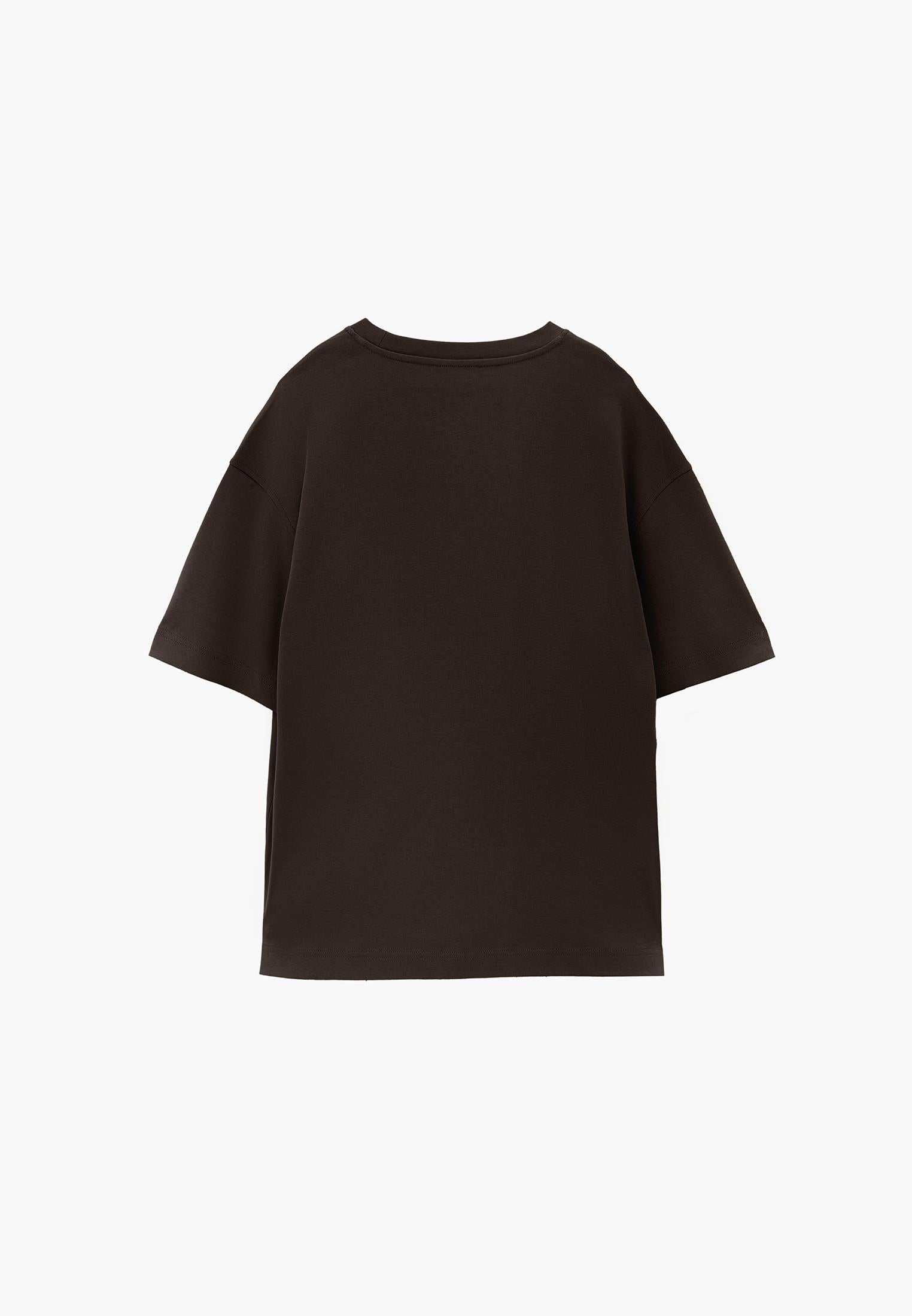 Oversize Crew Neck Short Sleeve T-Shirt - CHOCOLATE TORTE