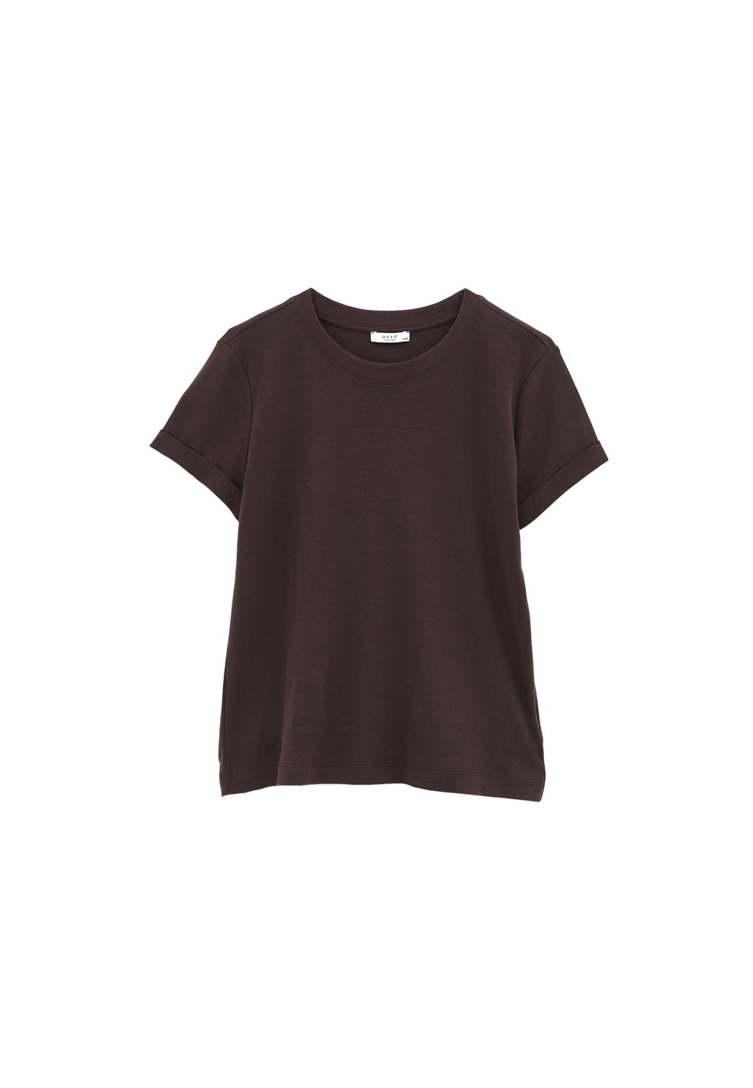Crew Neck Short Sleeve T-Shirt - CHOCOLATE TORTE