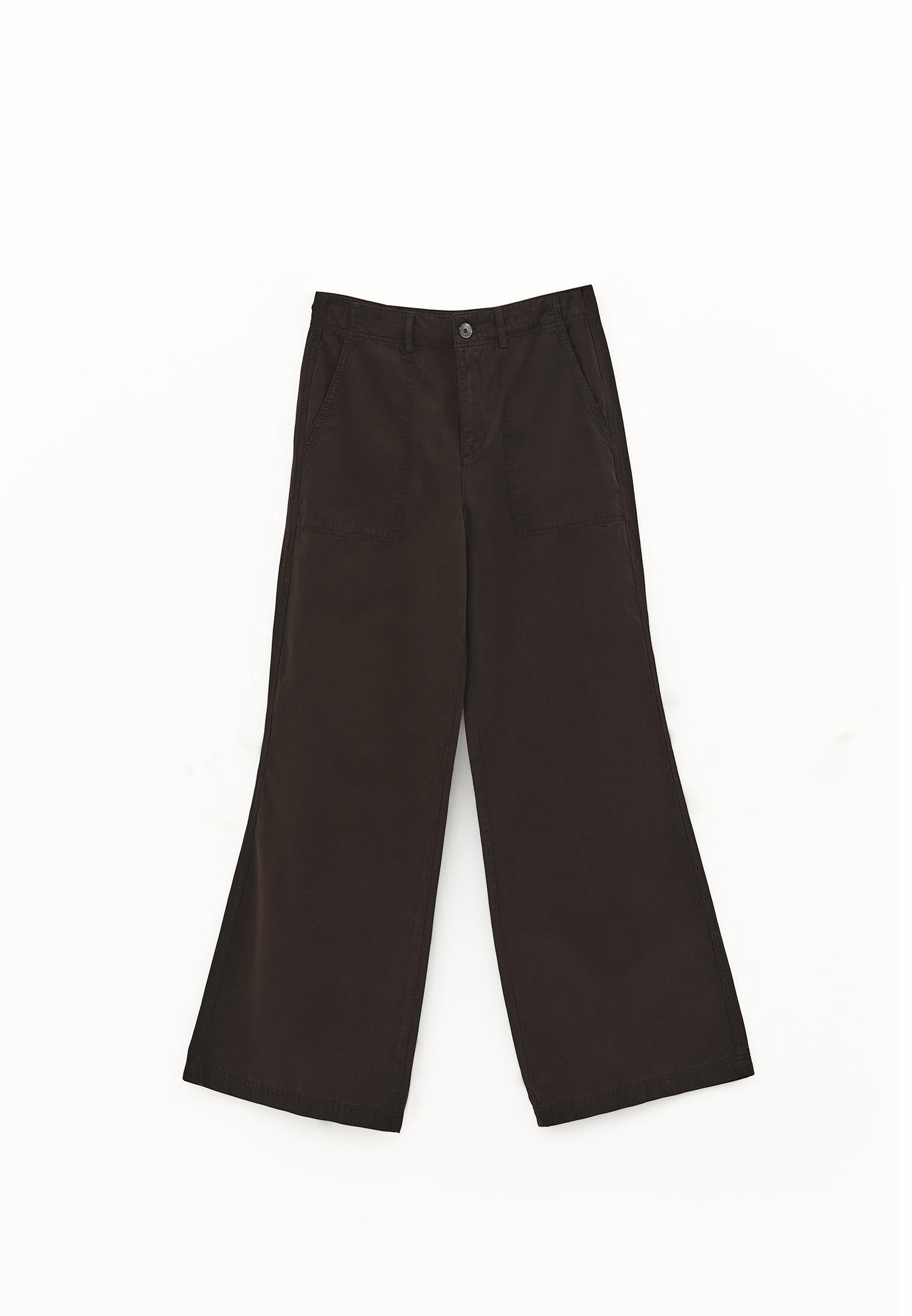 Wide Leg High Waist Pants - CHOCOLATE TORTE