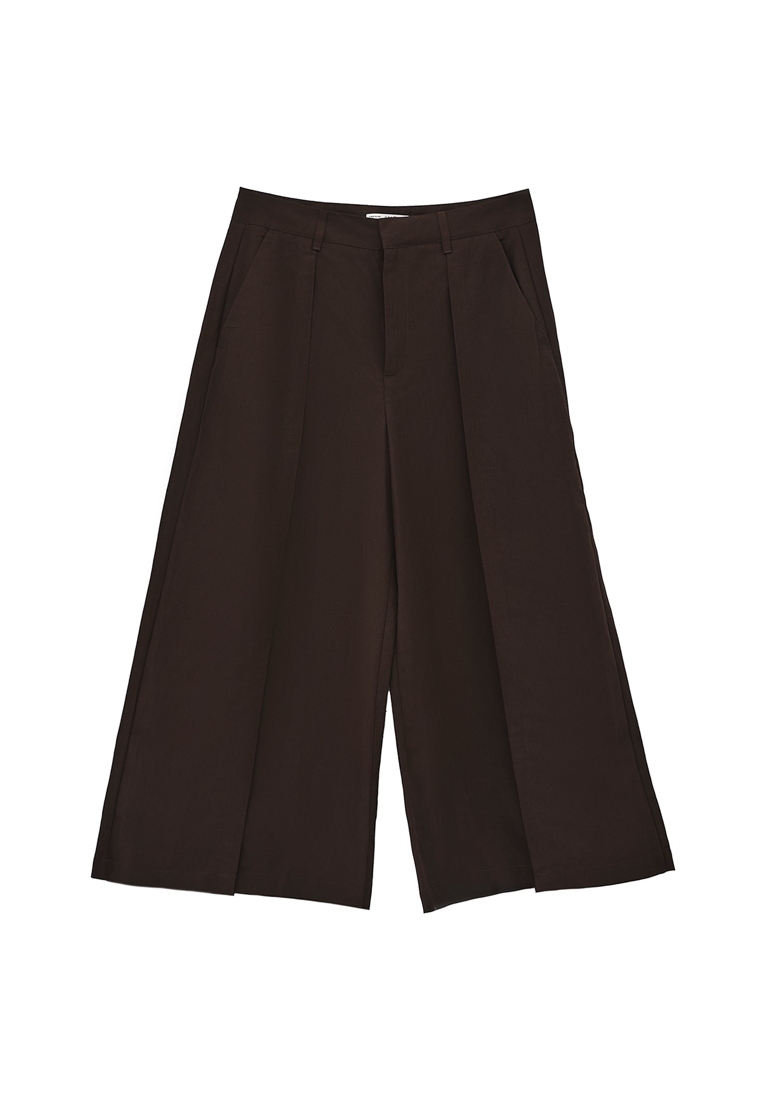Pleated High Waist Cropped Culotte Pants - CHOCOLATE TORTE