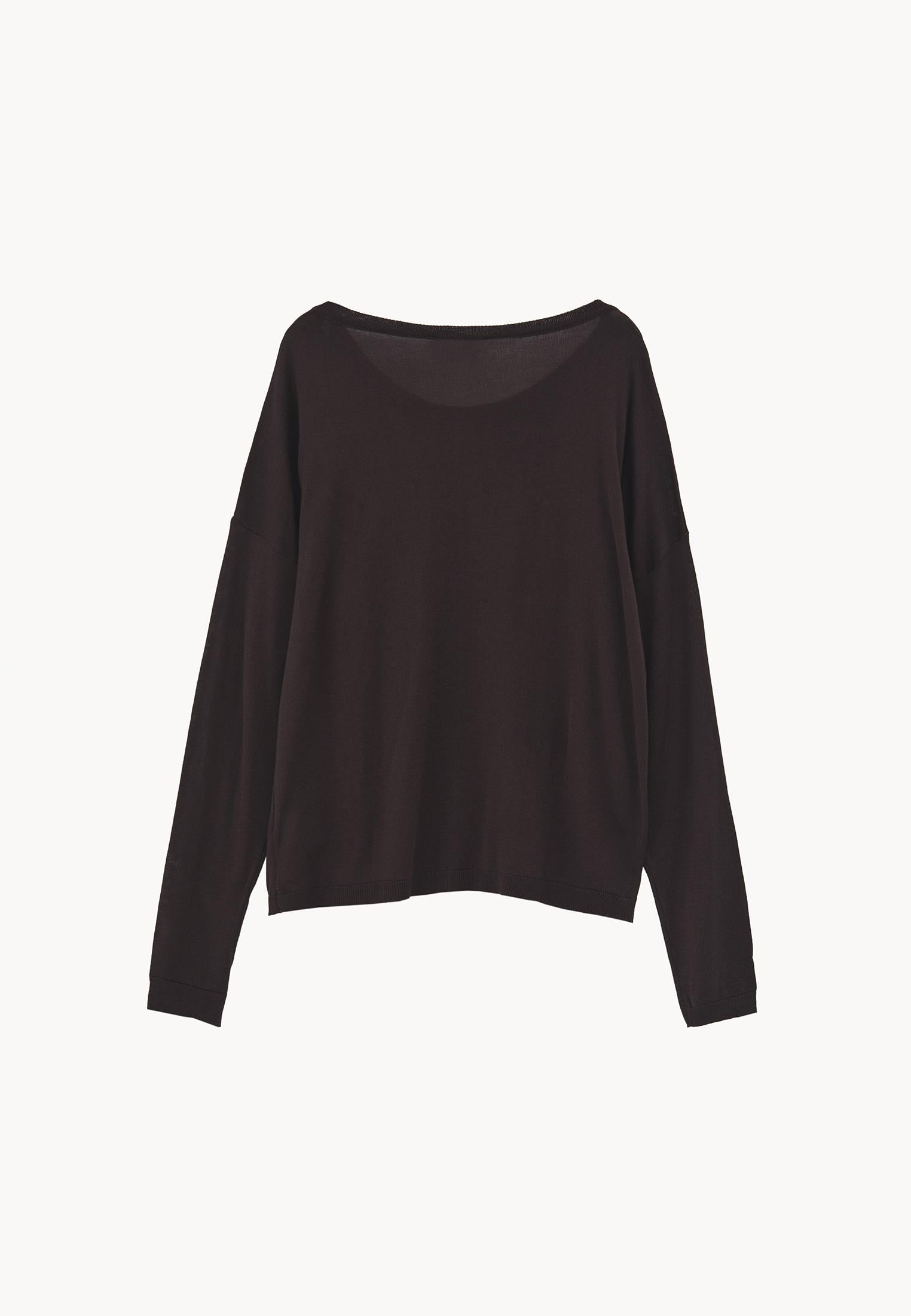 Viscose Boat Neck Sweater - CHOCOLATE TORTE