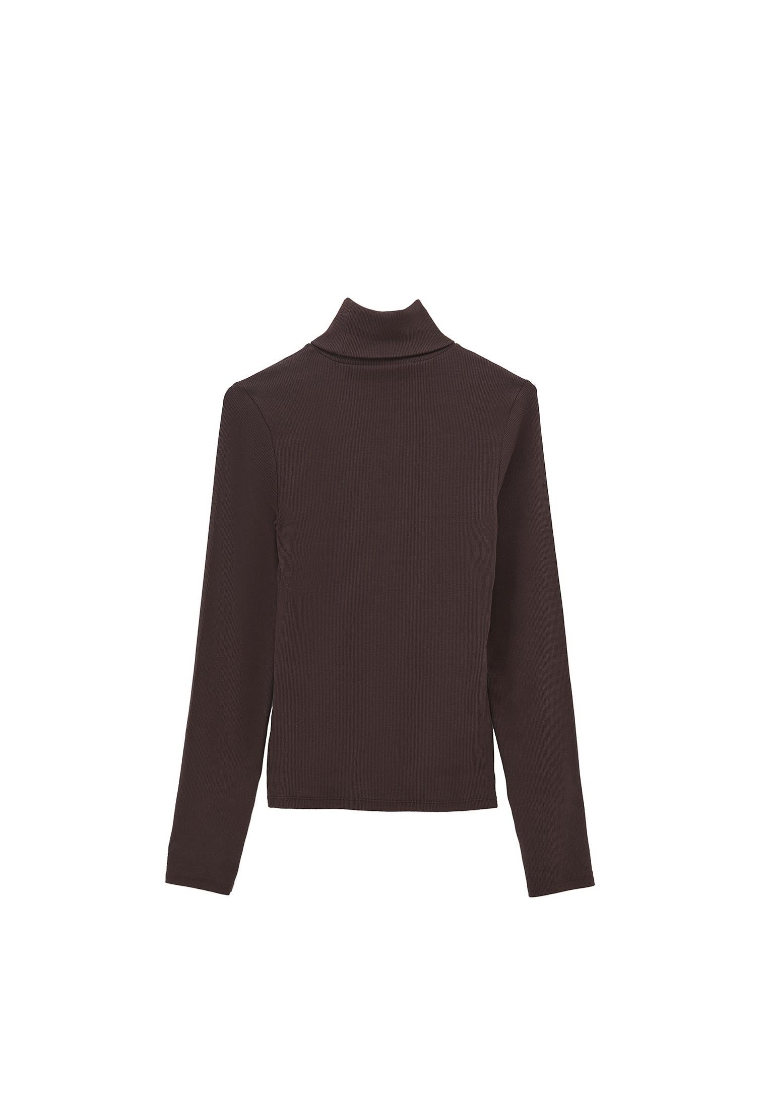 Turtleneck Long Sleeve Bodycon Top - CHOCOLATE TORTE