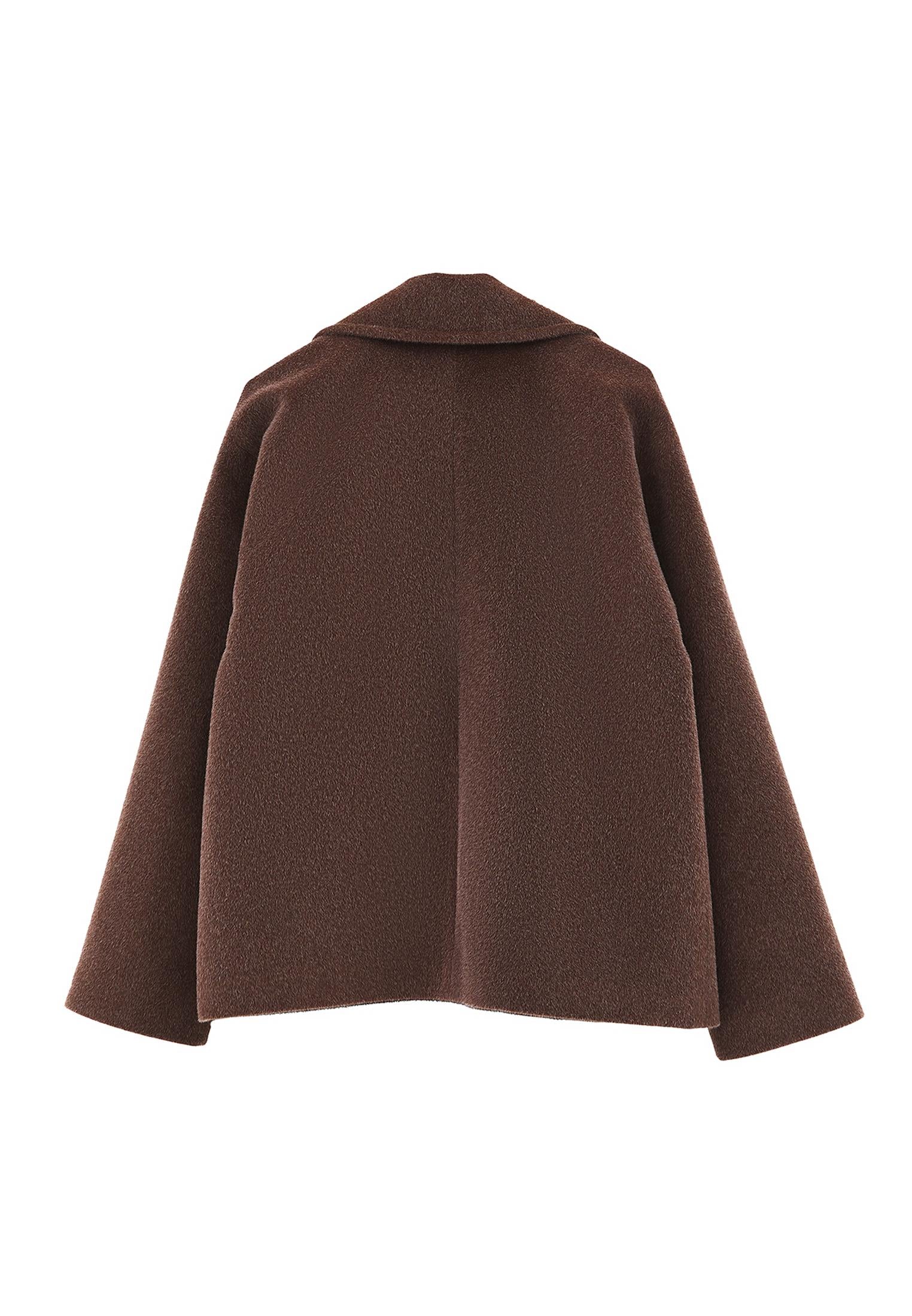 Double Breasted Collar Button Detailed Coat - CHOCOLATE TORTE