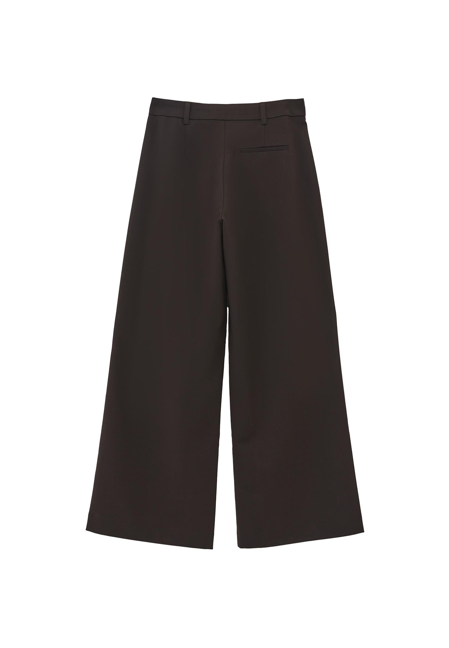 Pleated Standard Wide Leg Pants - CHOCOLATE TORTE