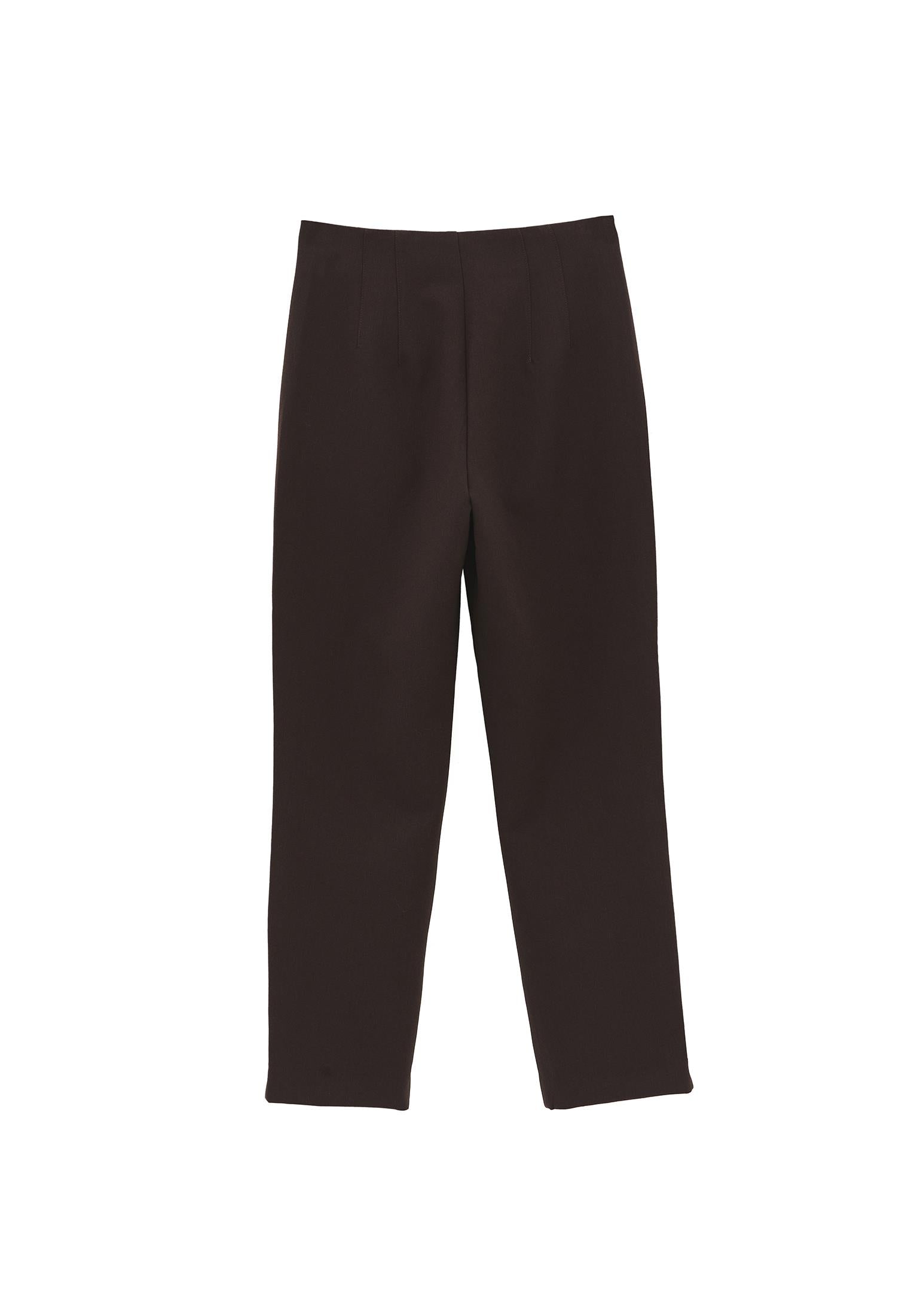 High Waist Carrot Cut Trousers - CHOCOLATE TORTE