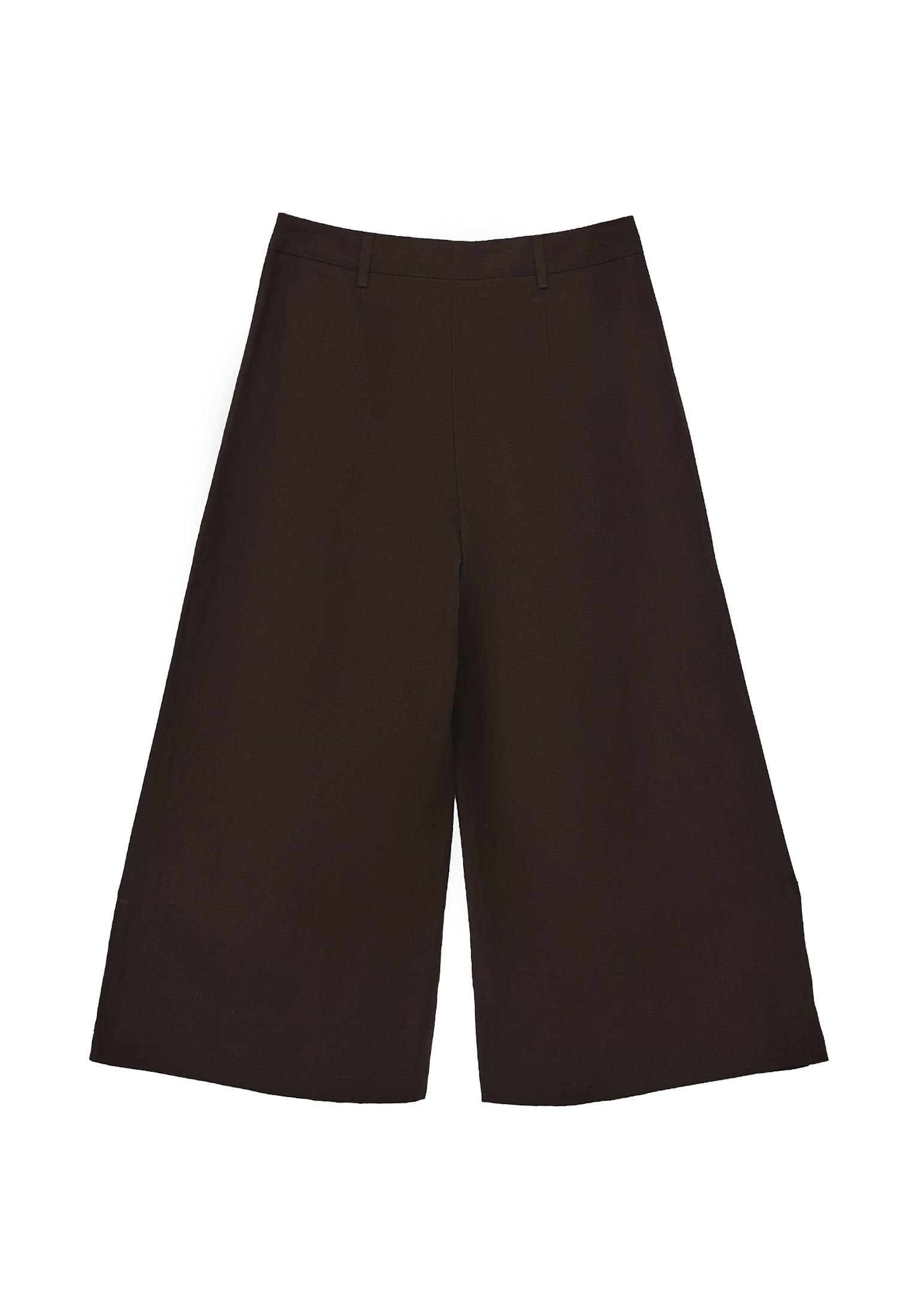 Pleated High Waist Cropped Culotte Pants - CHOCOLATE TORTE
