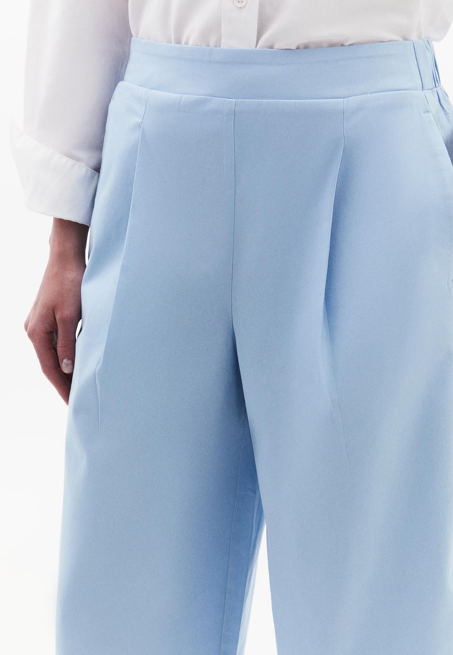 Pleated High Waist Carrot Pants - CLEAR SKY