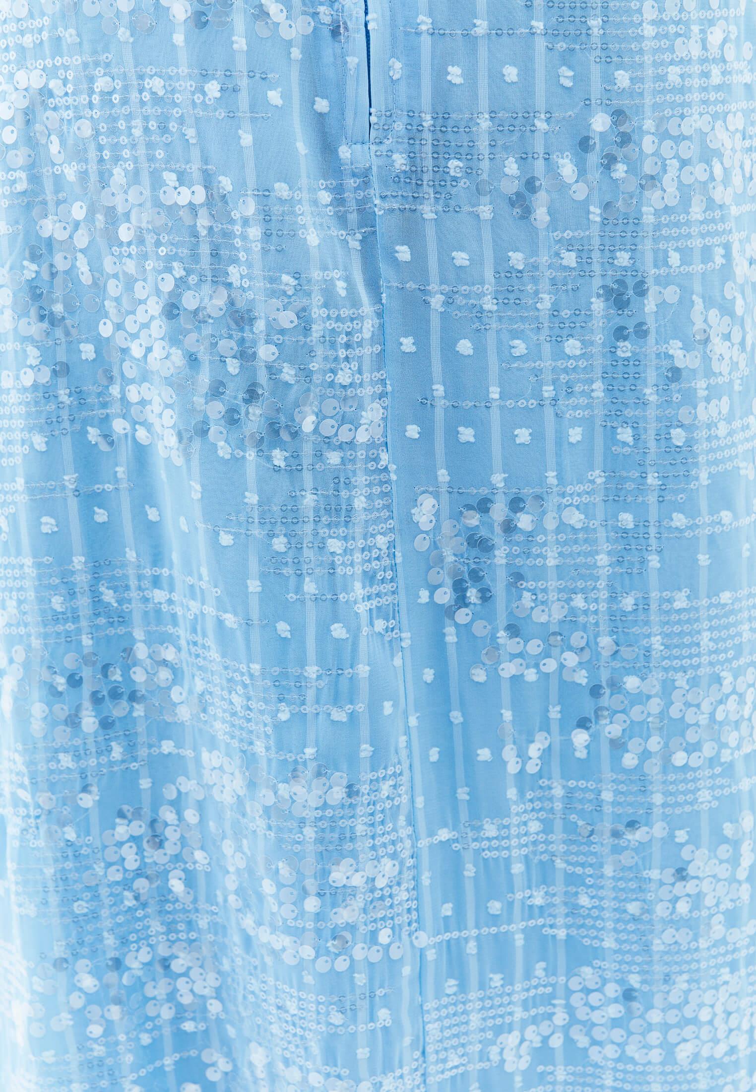 High Waist Midi Flared Woven Skirt - CLEAR SKY