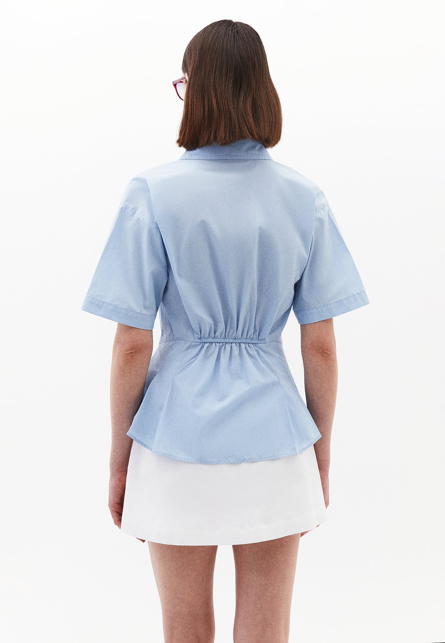 Pleated Cotton Shirt - CLEAR SKY