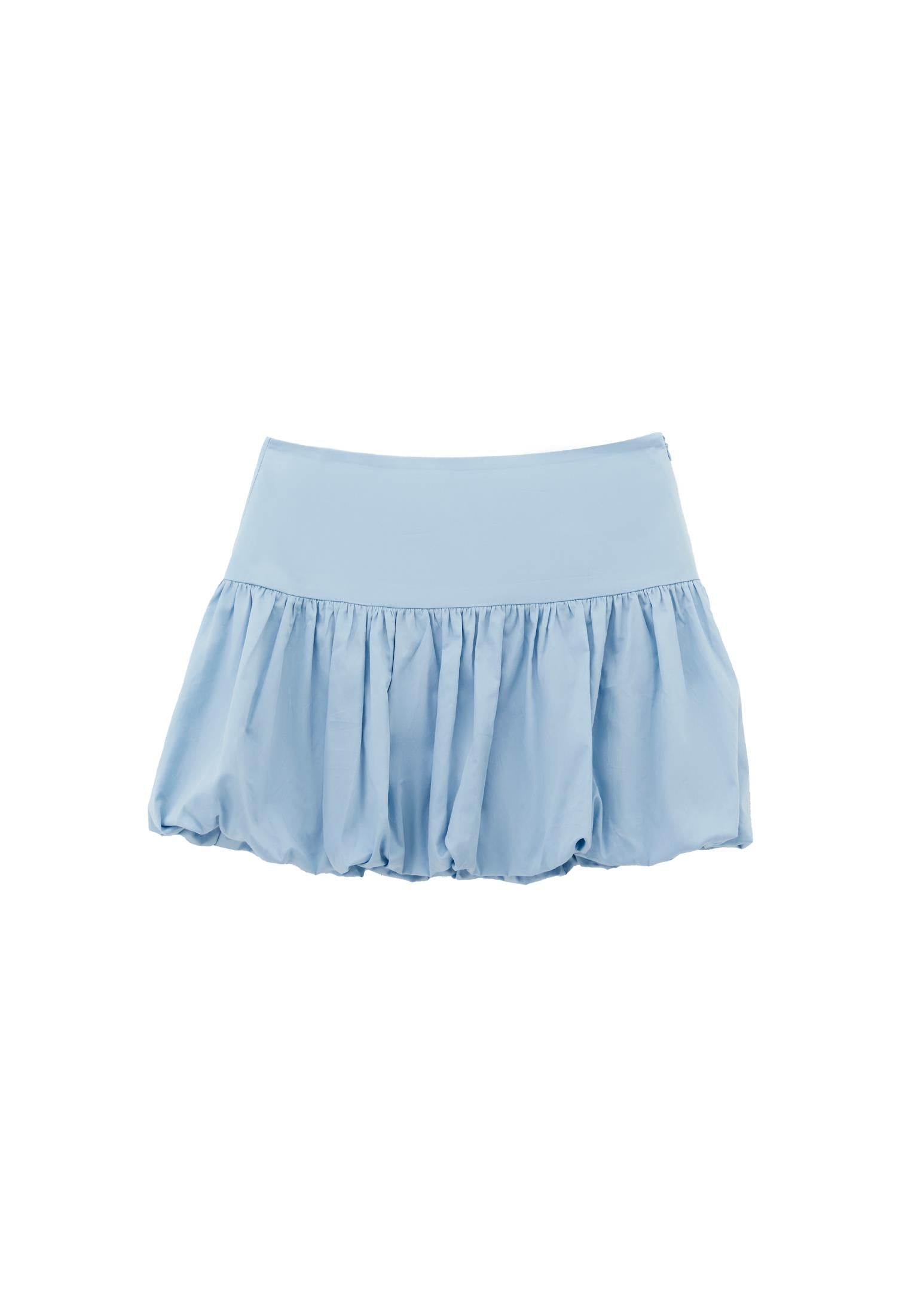 Balloon Form High Waist Short Skirt - CLEAR SKY