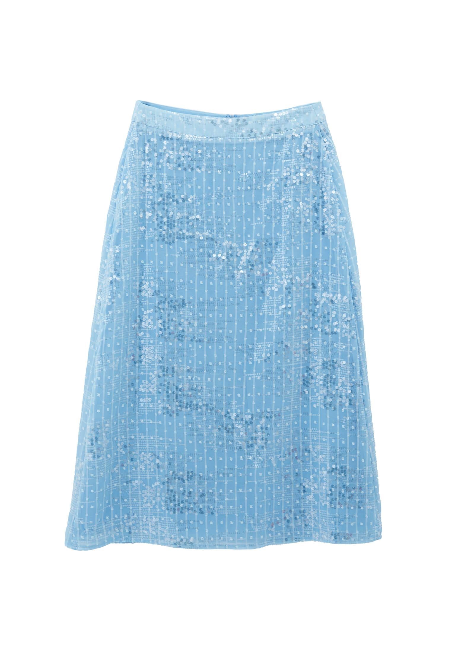 High Waist Midi Flared Woven Skirt - CLEAR SKY
