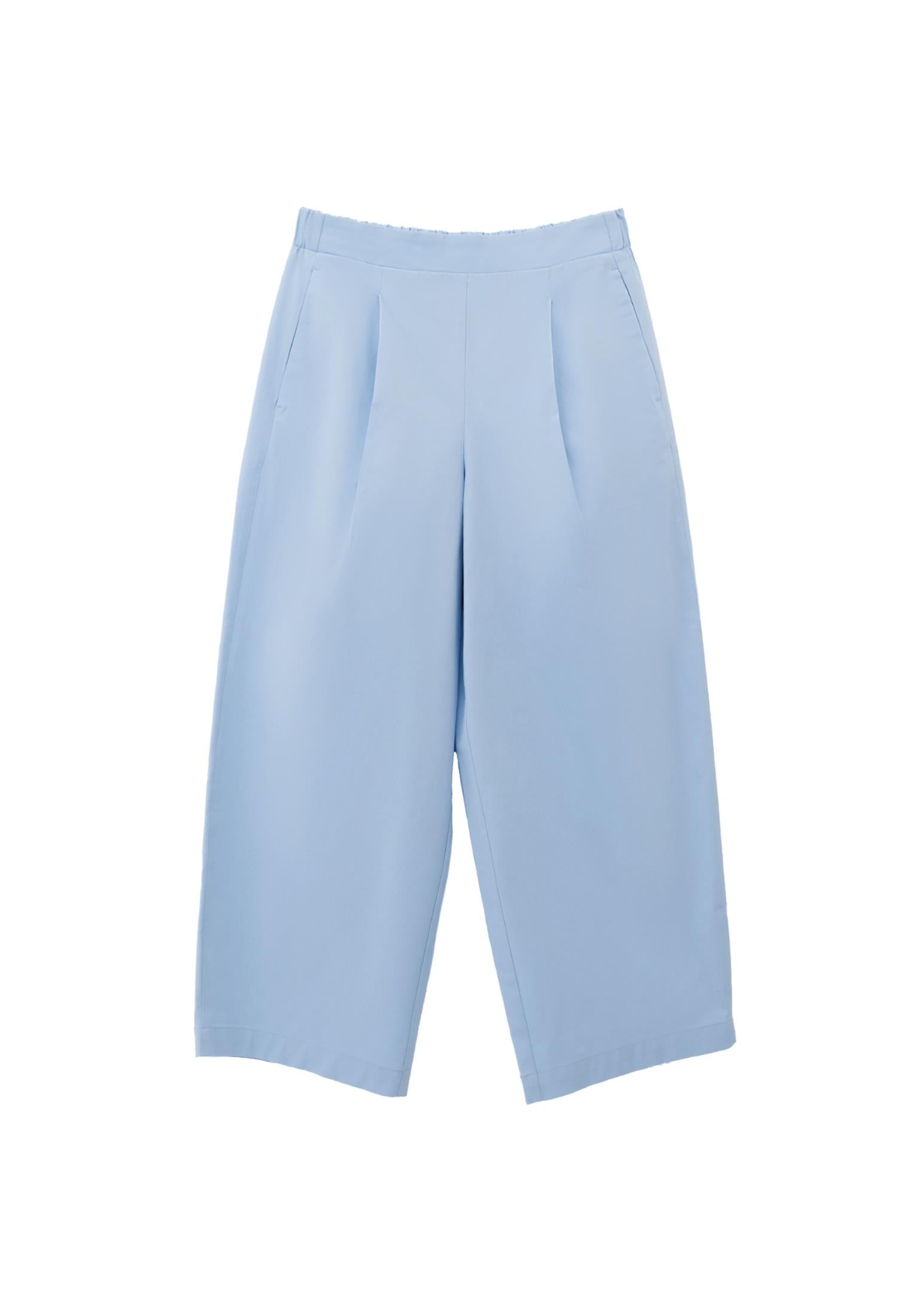 Pleated High Waist Carrot Pants - CLEAR SKY