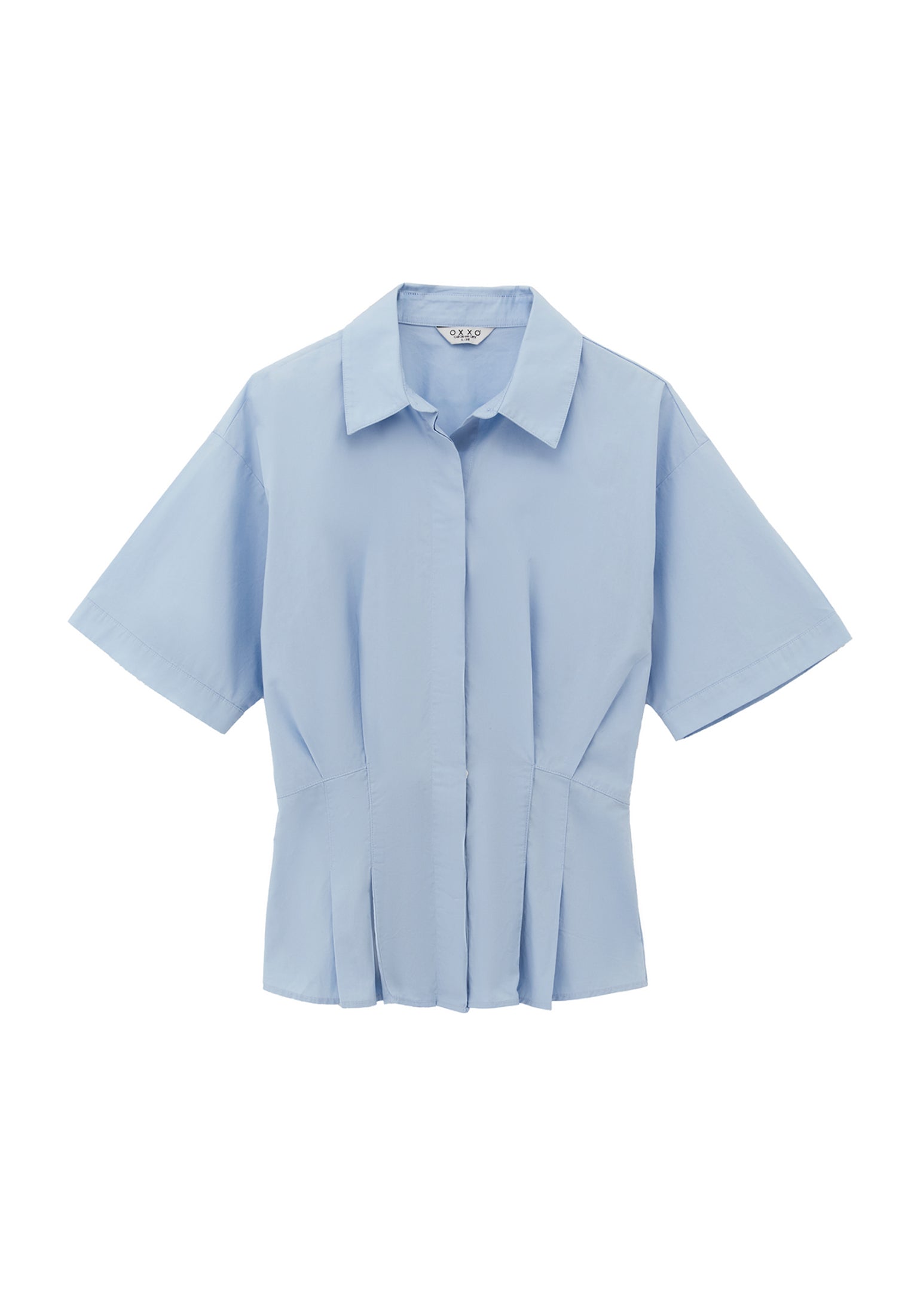 Pleated Cotton Shirt - CLEAR SKY