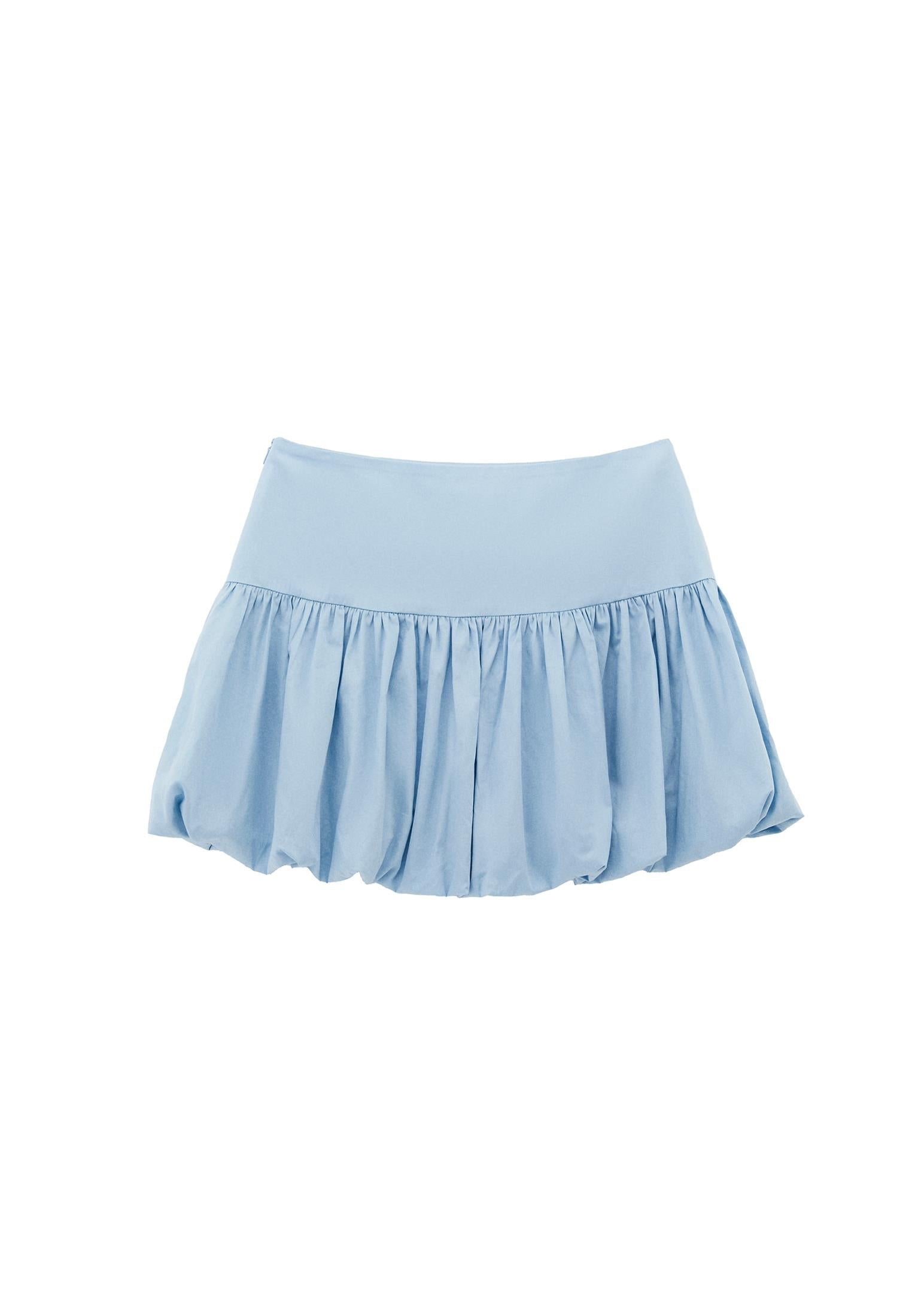Balloon Form High Waist Short Skirt - CLEAR SKY