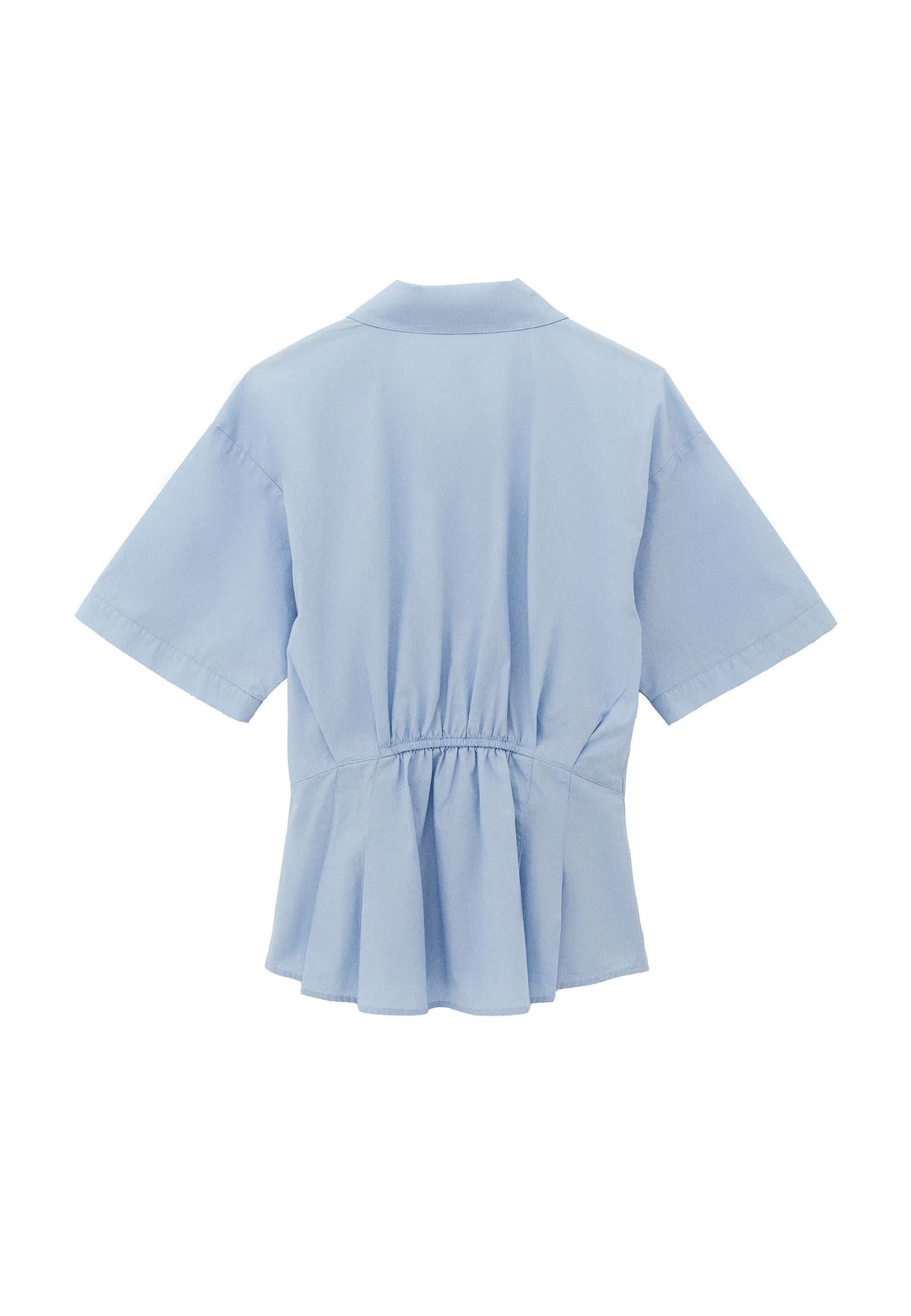 Pleated Cotton Shirt - CLEAR SKY