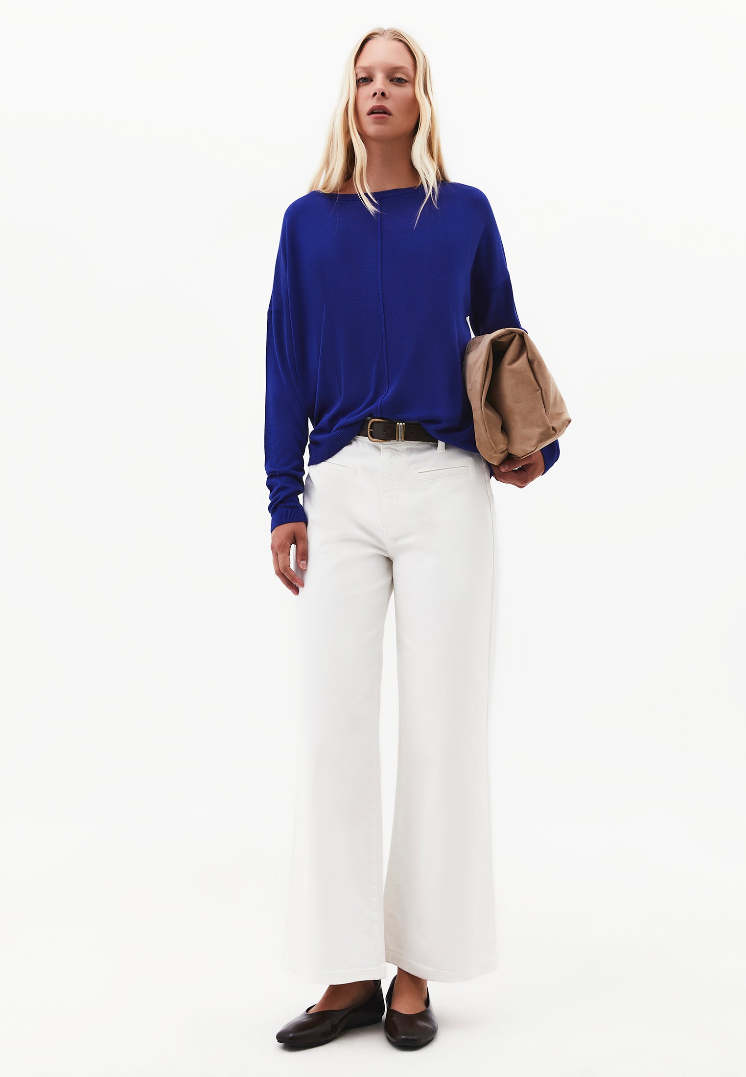Boat Neck Knit Sweater - CLEMATIS BLUE