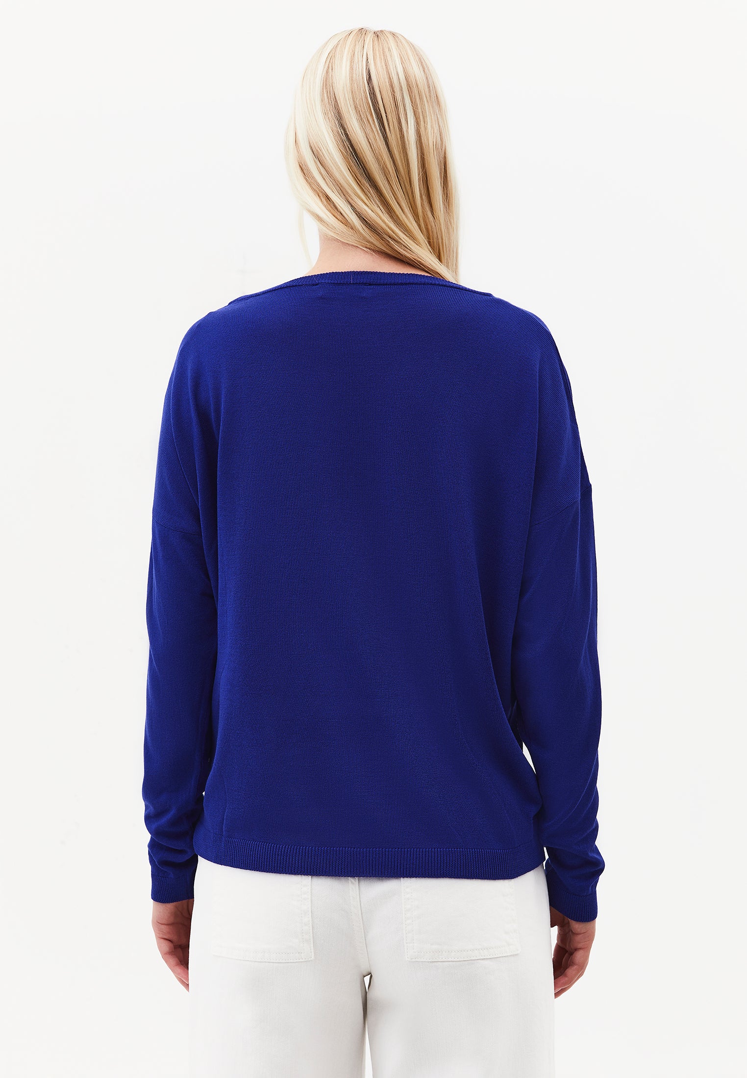 Boat Neck Knit Sweater - CLEMATIS BLUE