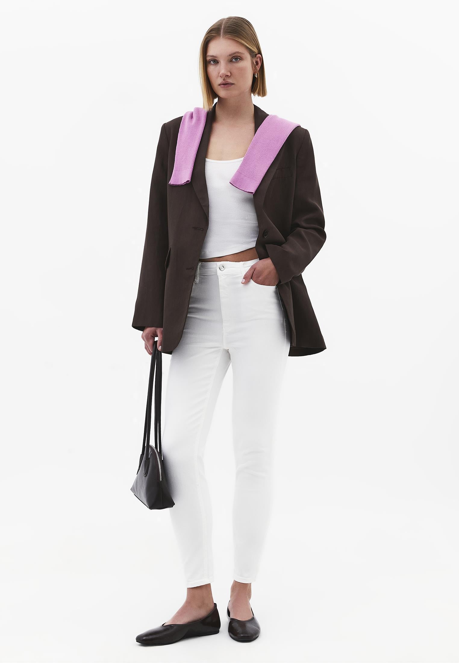 High Waist Ankle Pants - CLOUD DANCER