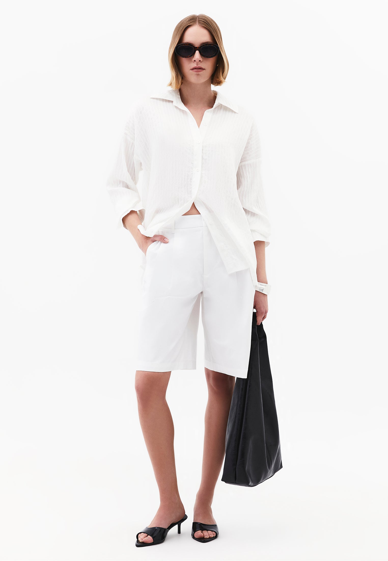 Oversize Shirt Collar Shirt - CLOUD DANCER