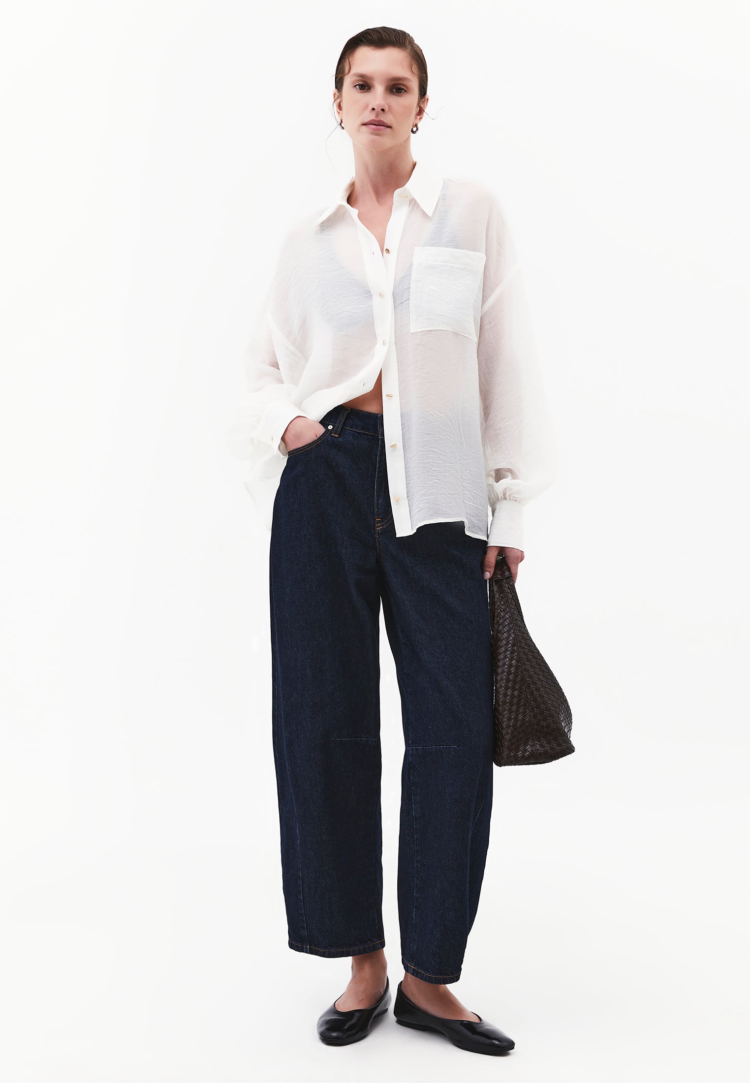 Shirt With Button And Pocket Detail - CLOUD DANCER