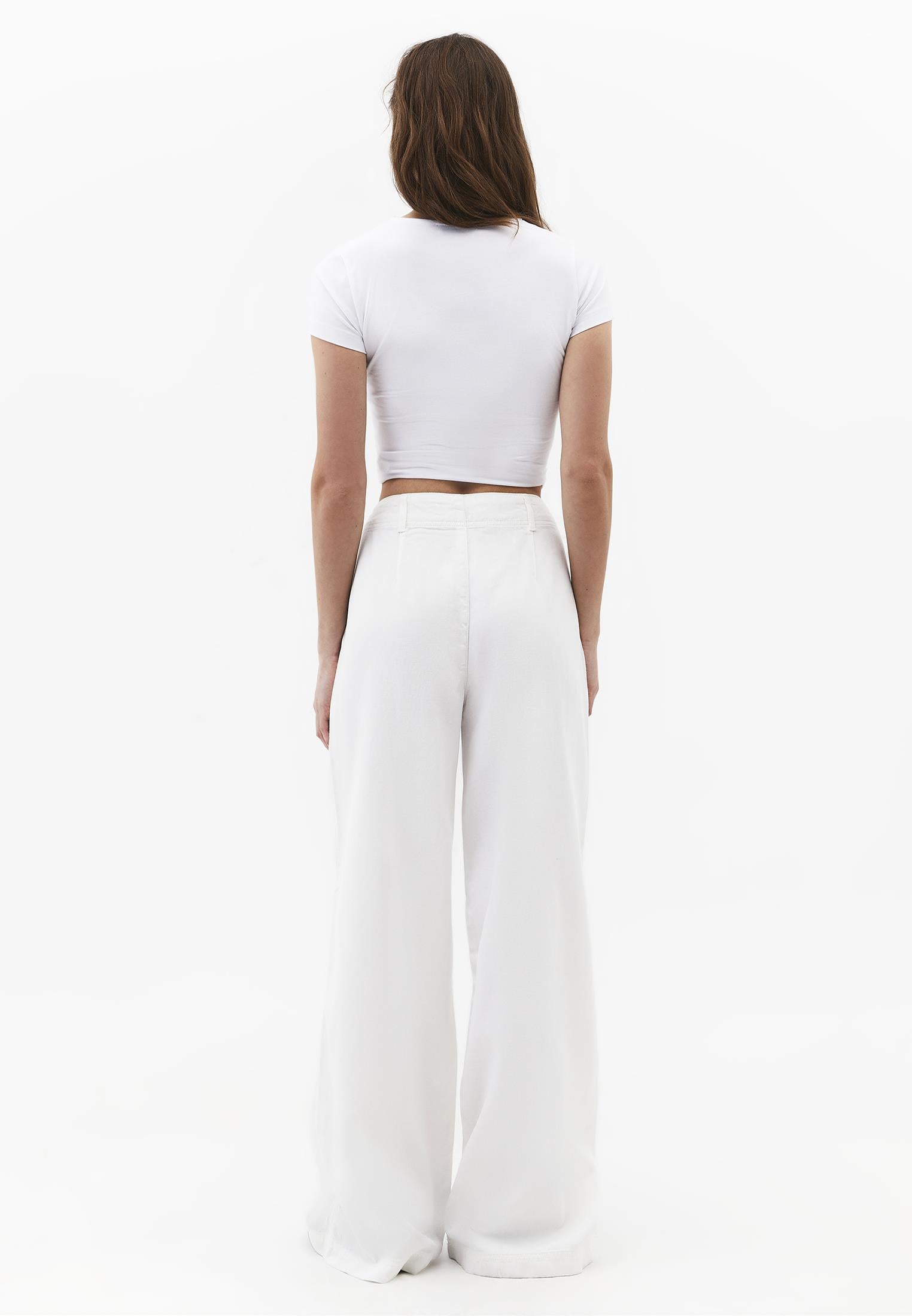 High Waist Pocket Detailed Wide Leg Pants - CLOUD DANCER