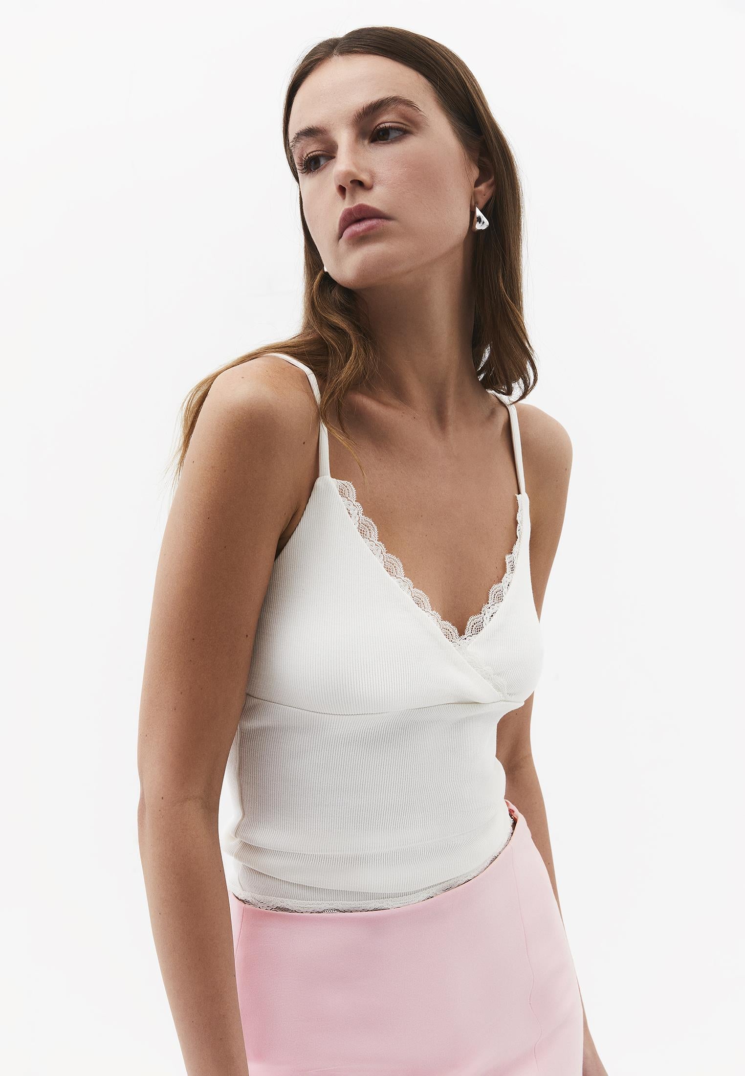 V Neck Women Tank Top - CLOUD DANCER
