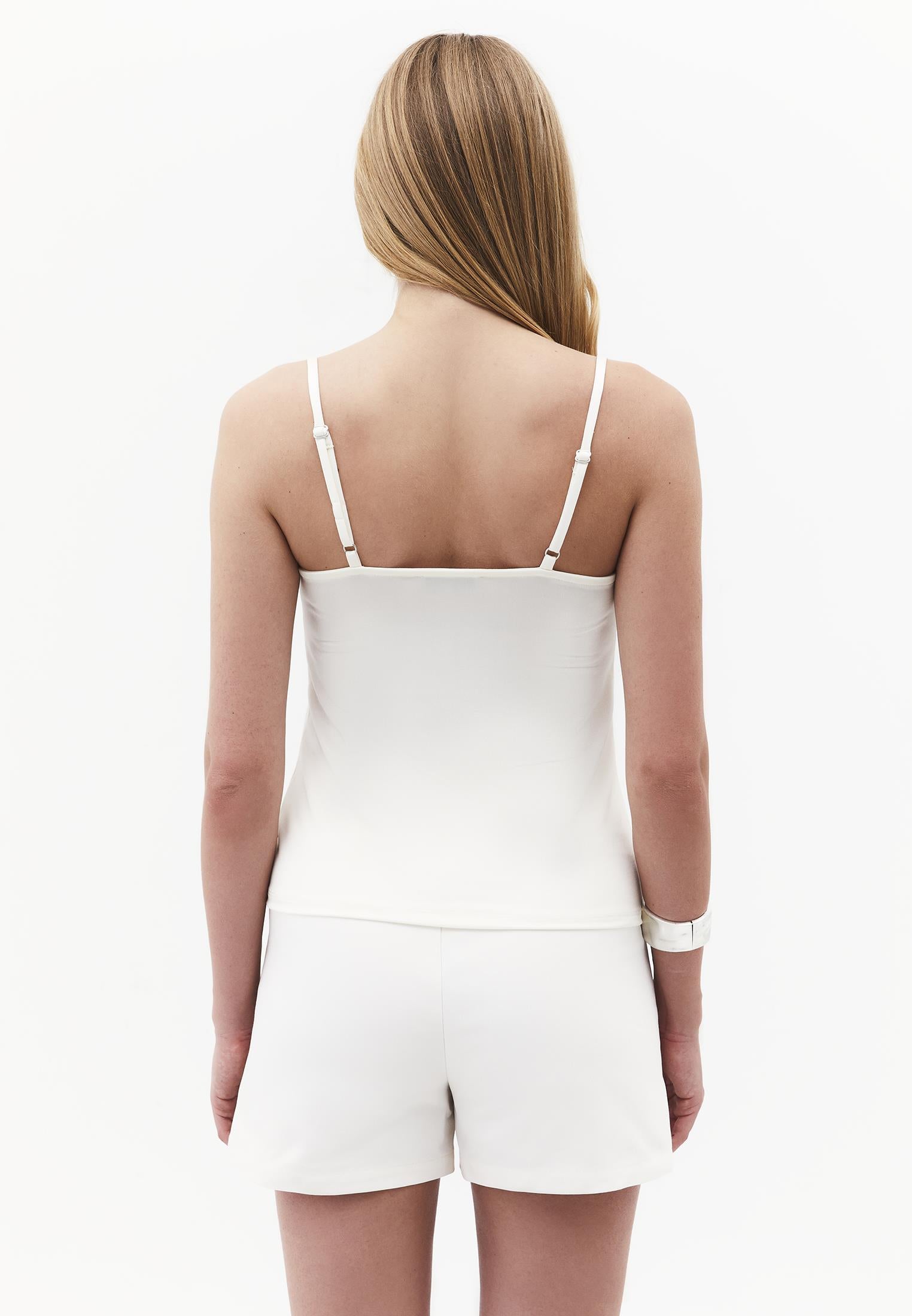 Straight Jacket Collar Loose Tank Top - CLOUD DANCER