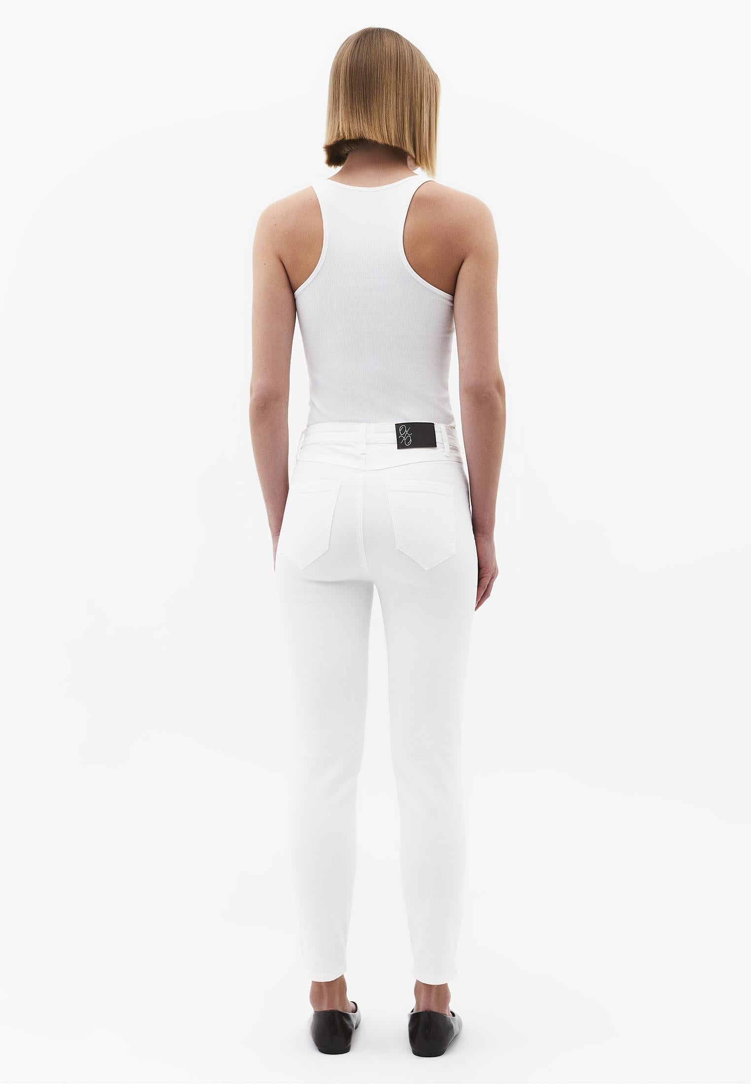 High Waist Ankle Pants - CLOUD DANCER
