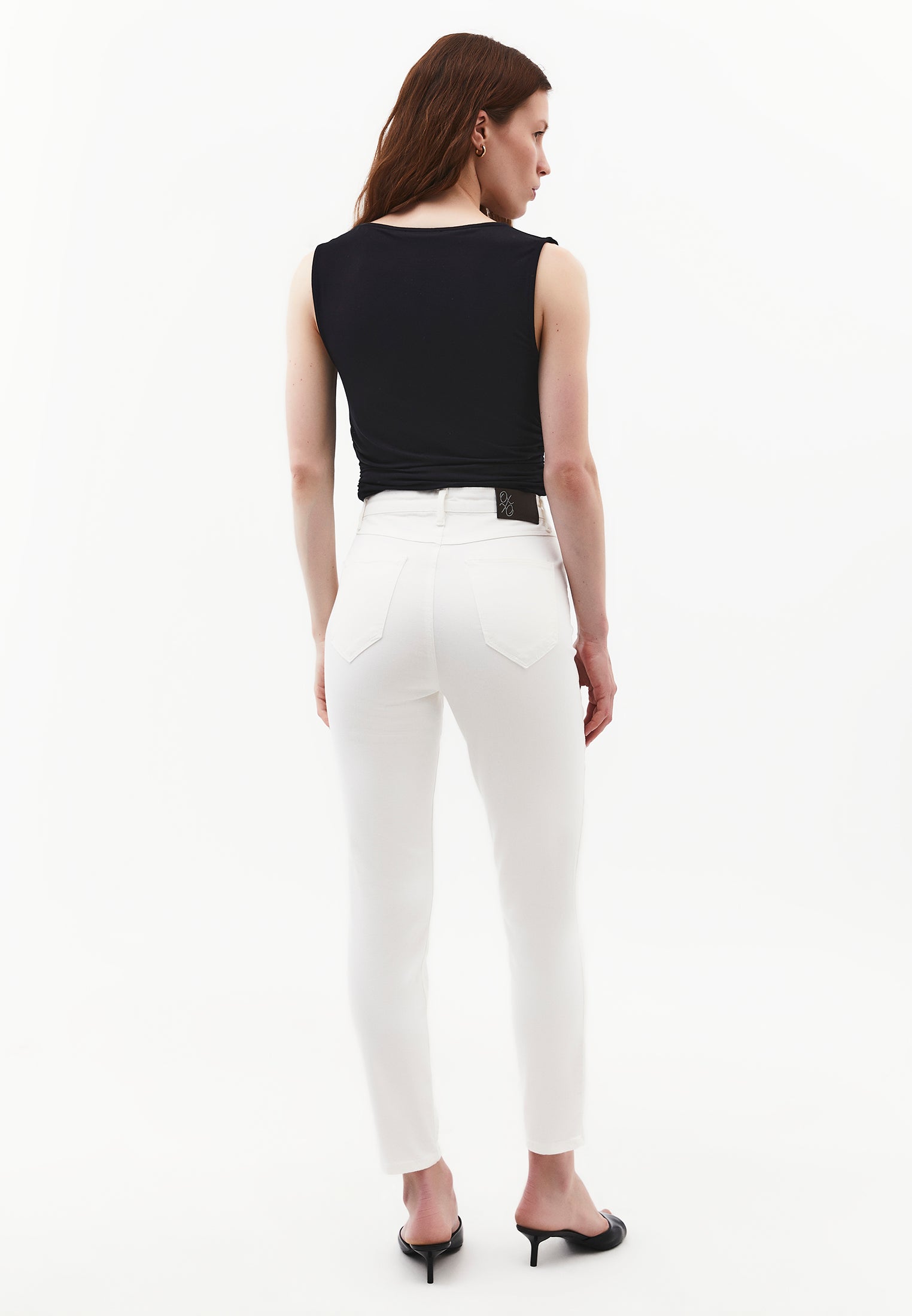 High Waist Pants With Pocket Details And Slim Leg - CLOUD DANCER