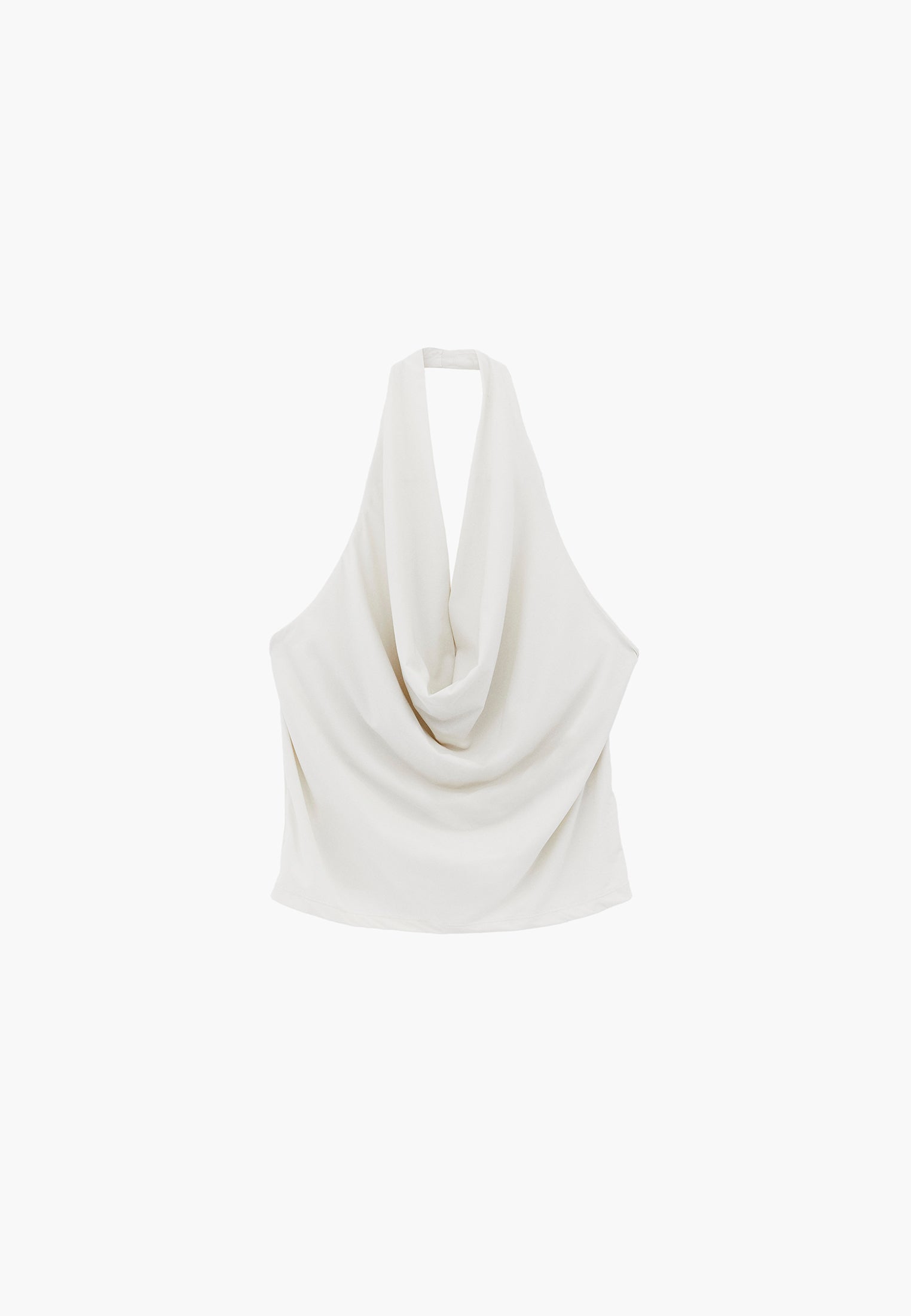 Cowl Neck Bodycon Sleeveless Blouse - CLOUD DANCER