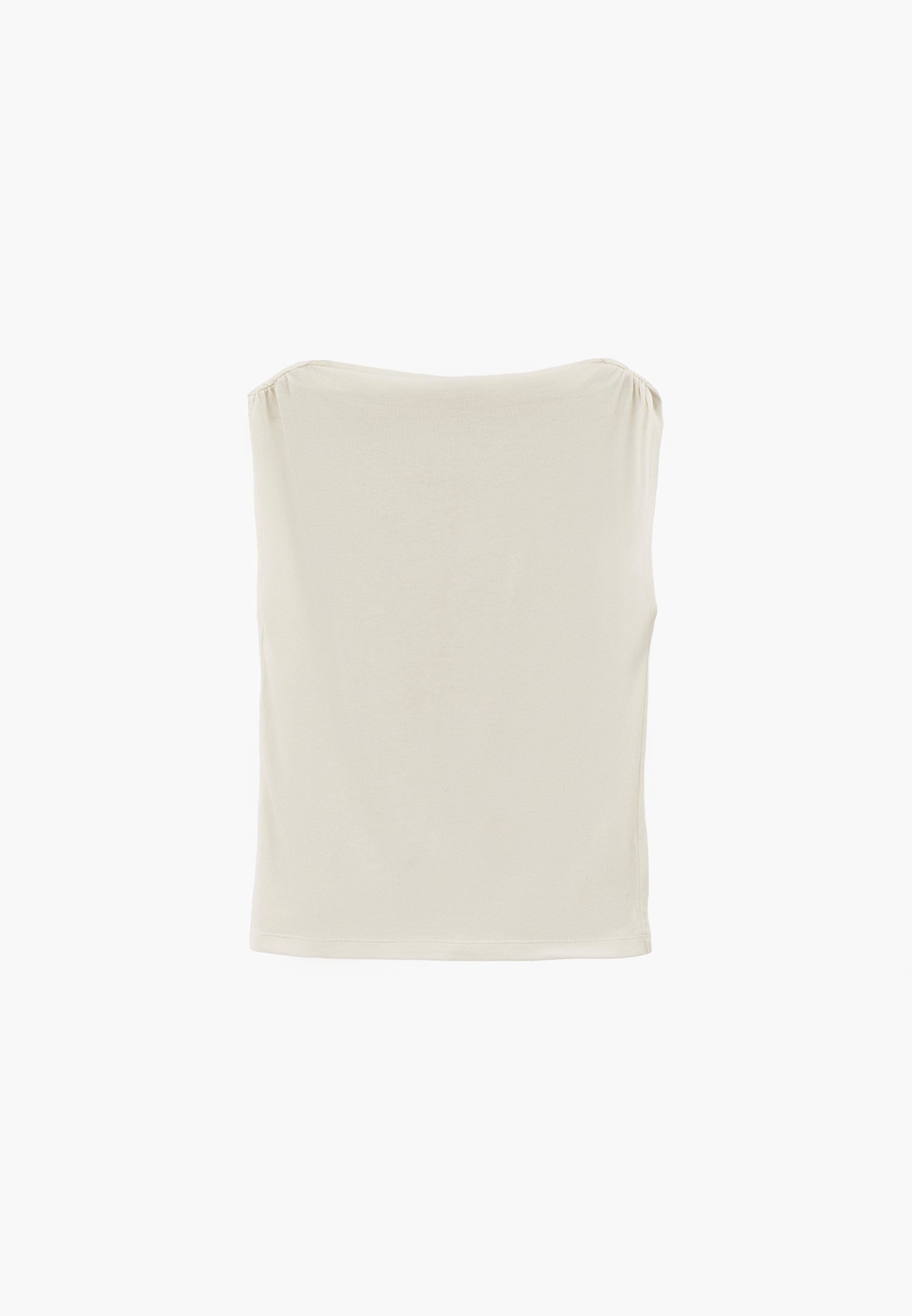 Boat Neck Sleeveless Ruched Tank Top - CLOUD DANCER