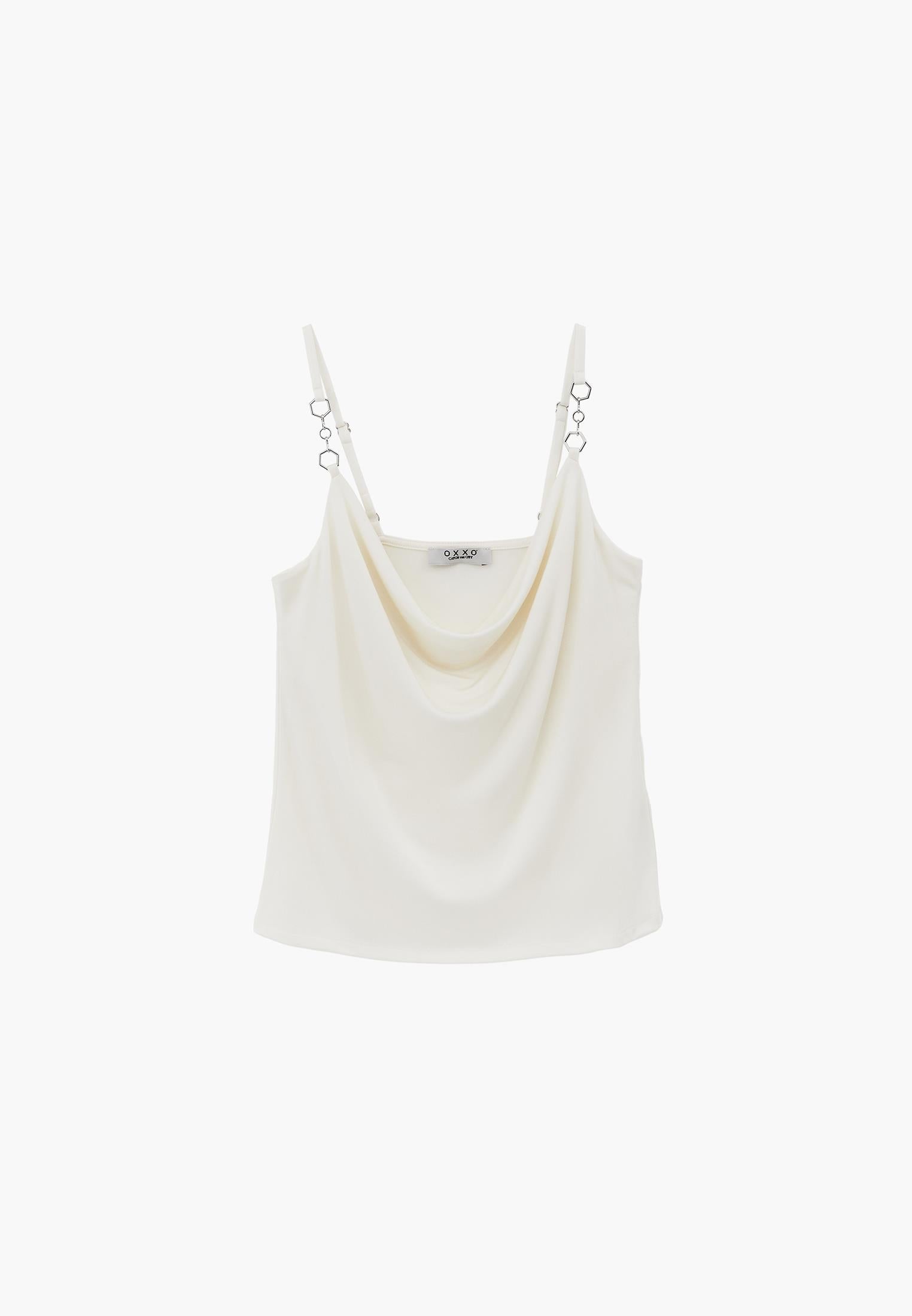 Straight Jacket Collar Loose Tank Top - CLOUD DANCER