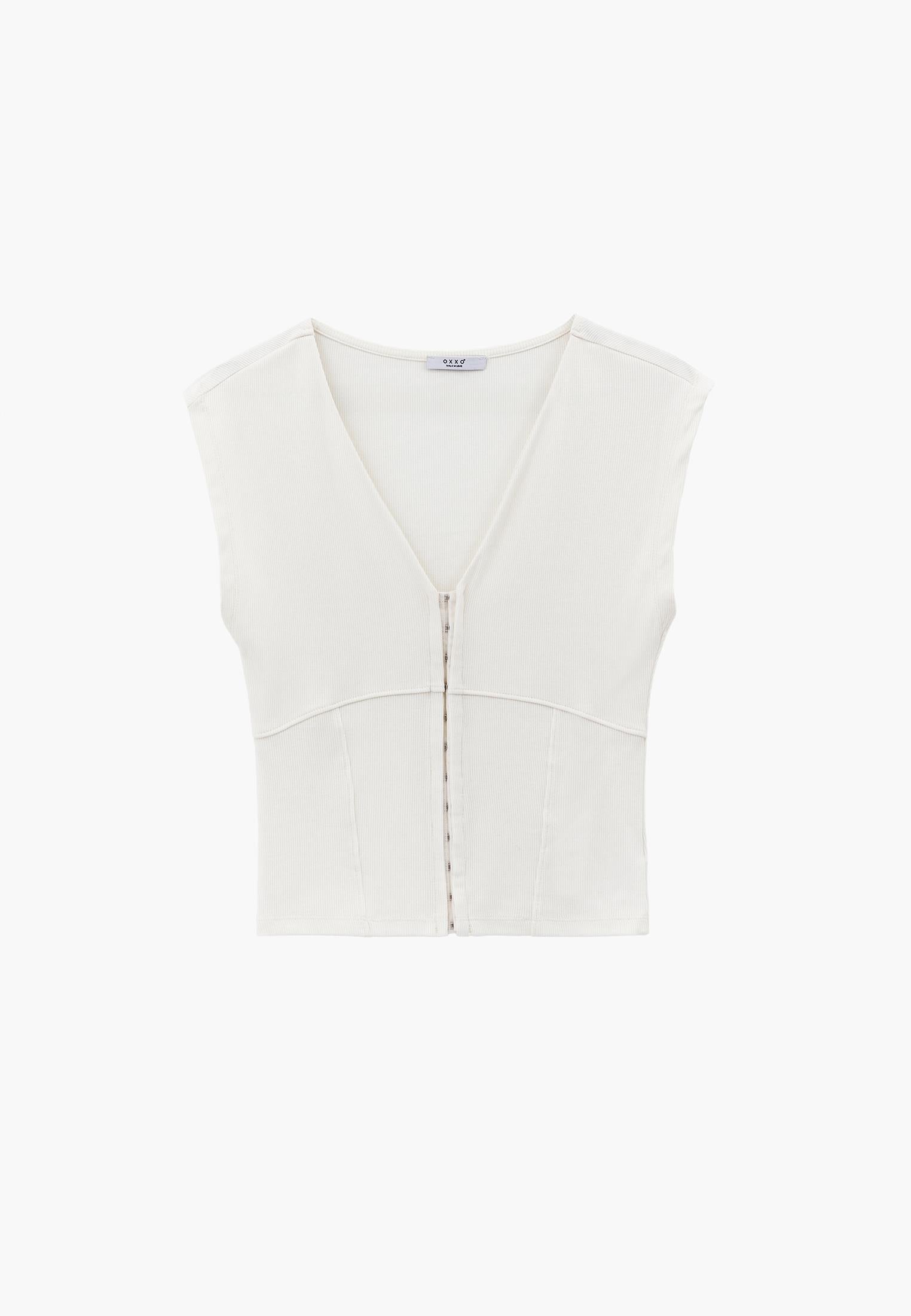 V Neck Bodycon T-Shirt - CLOUD DANCER