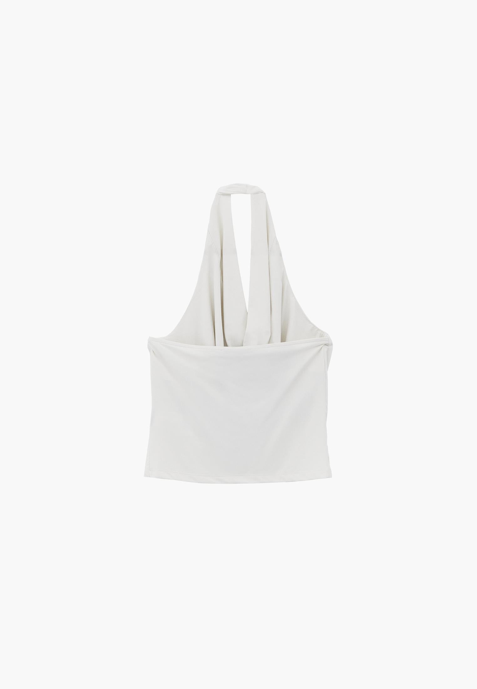 Cowl Neck Bodycon Sleeveless Blouse - CLOUD DANCER