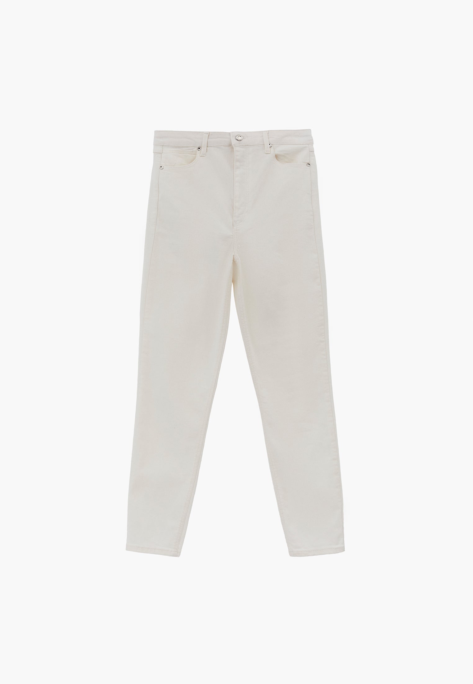 High Waist Pants With Pocket Details And Slim Leg - CLOUD DANCER