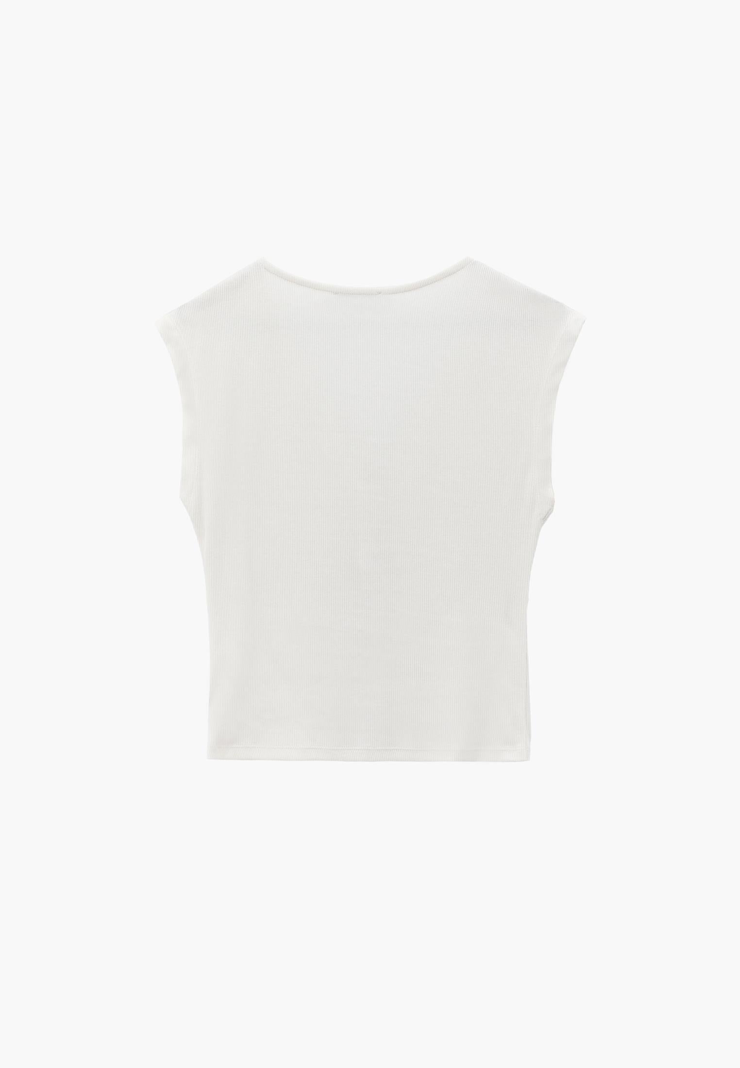 V Neck Bodycon T-Shirt - CLOUD DANCER