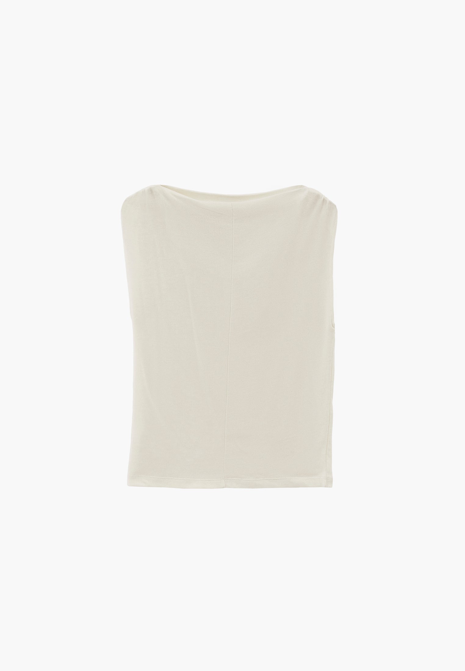 Boat Neck Sleeveless Ruched Tank Top - CLOUD DANCER