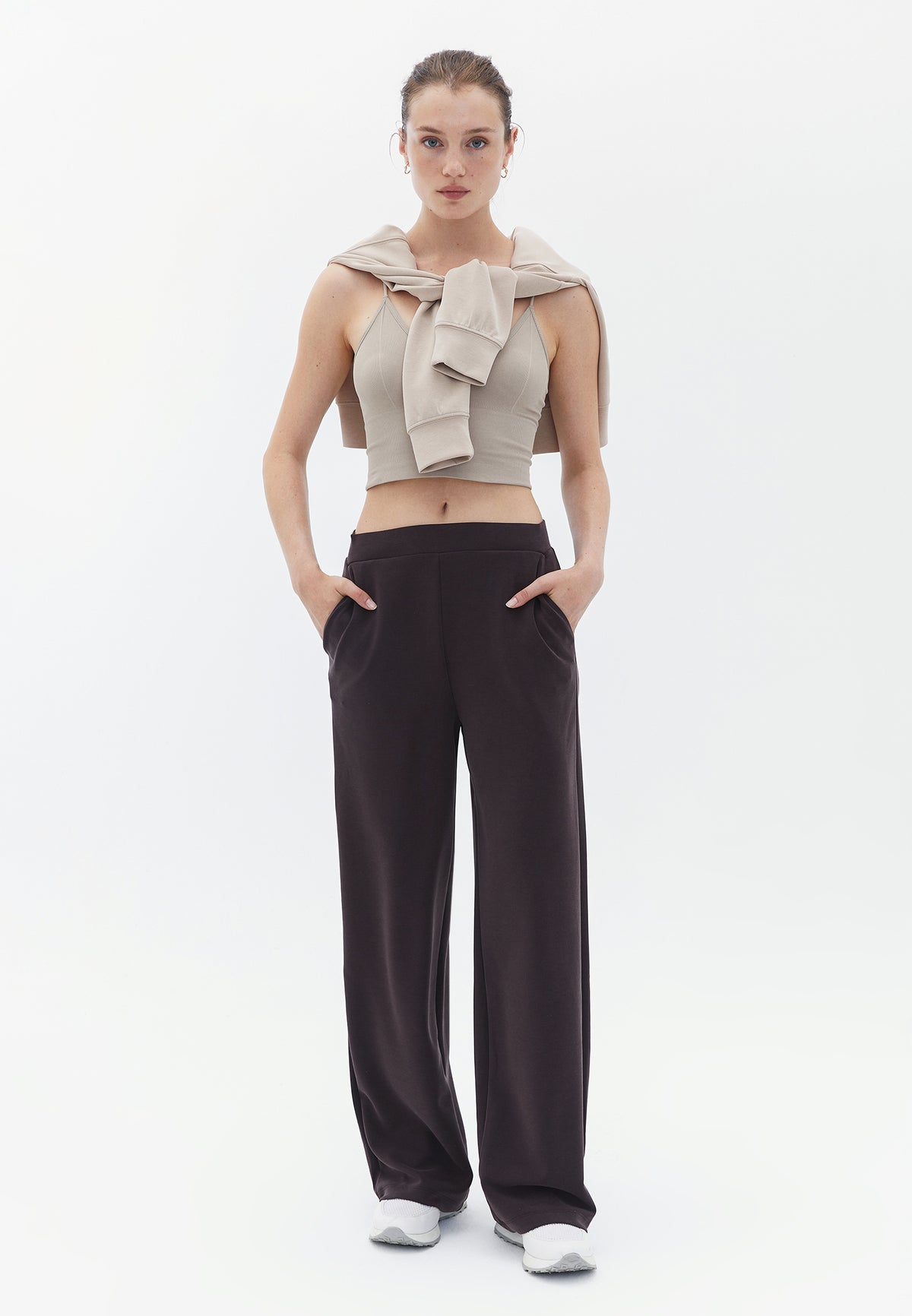 Seamless Camisole With V Neck And Straps - COBBLESTONE